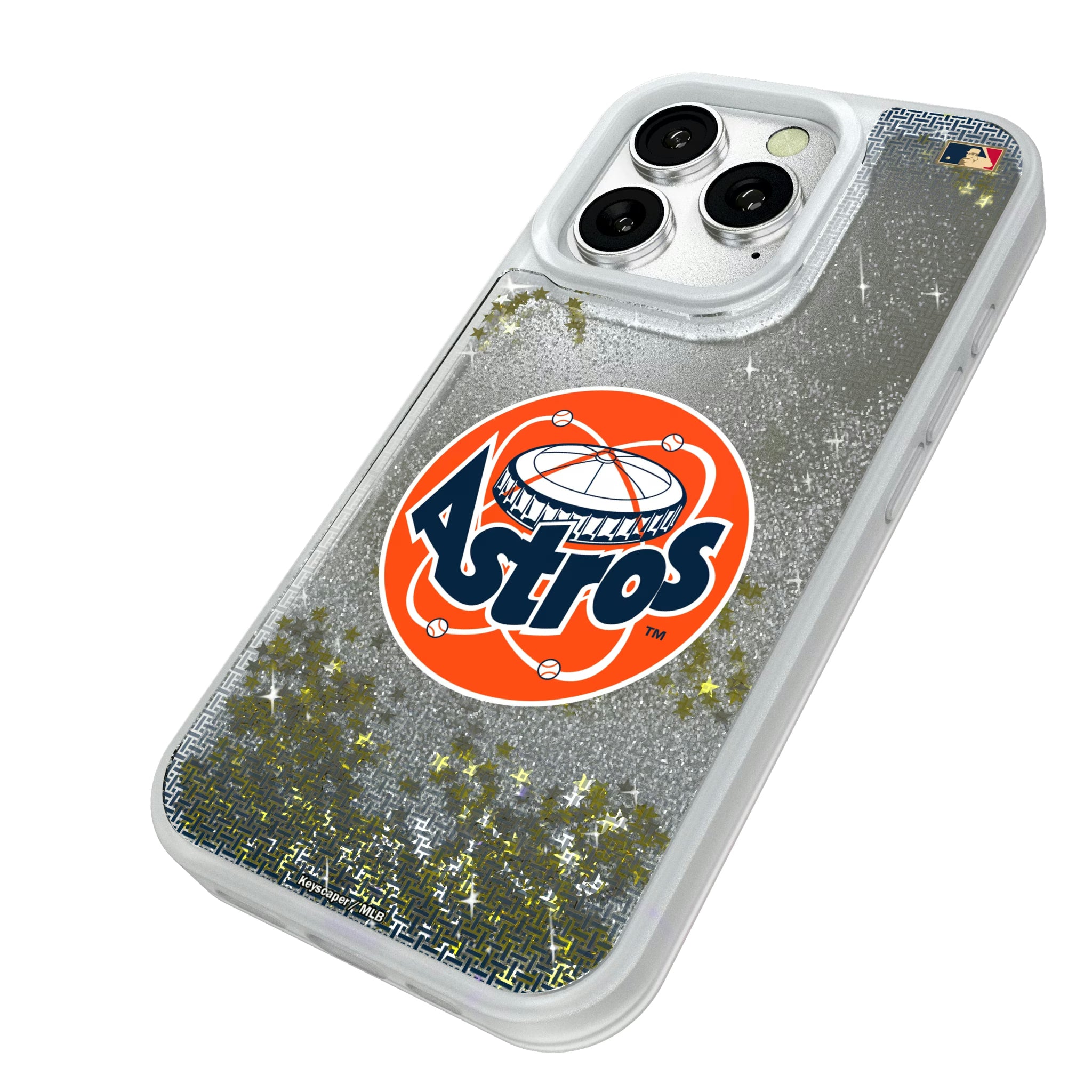 Houston Astros 1977-1993 - Cooperstown Collection Linen iPhone Glitter Phone Case for Apple iPhone - Isometric View#Device_iPhone 16 Pro