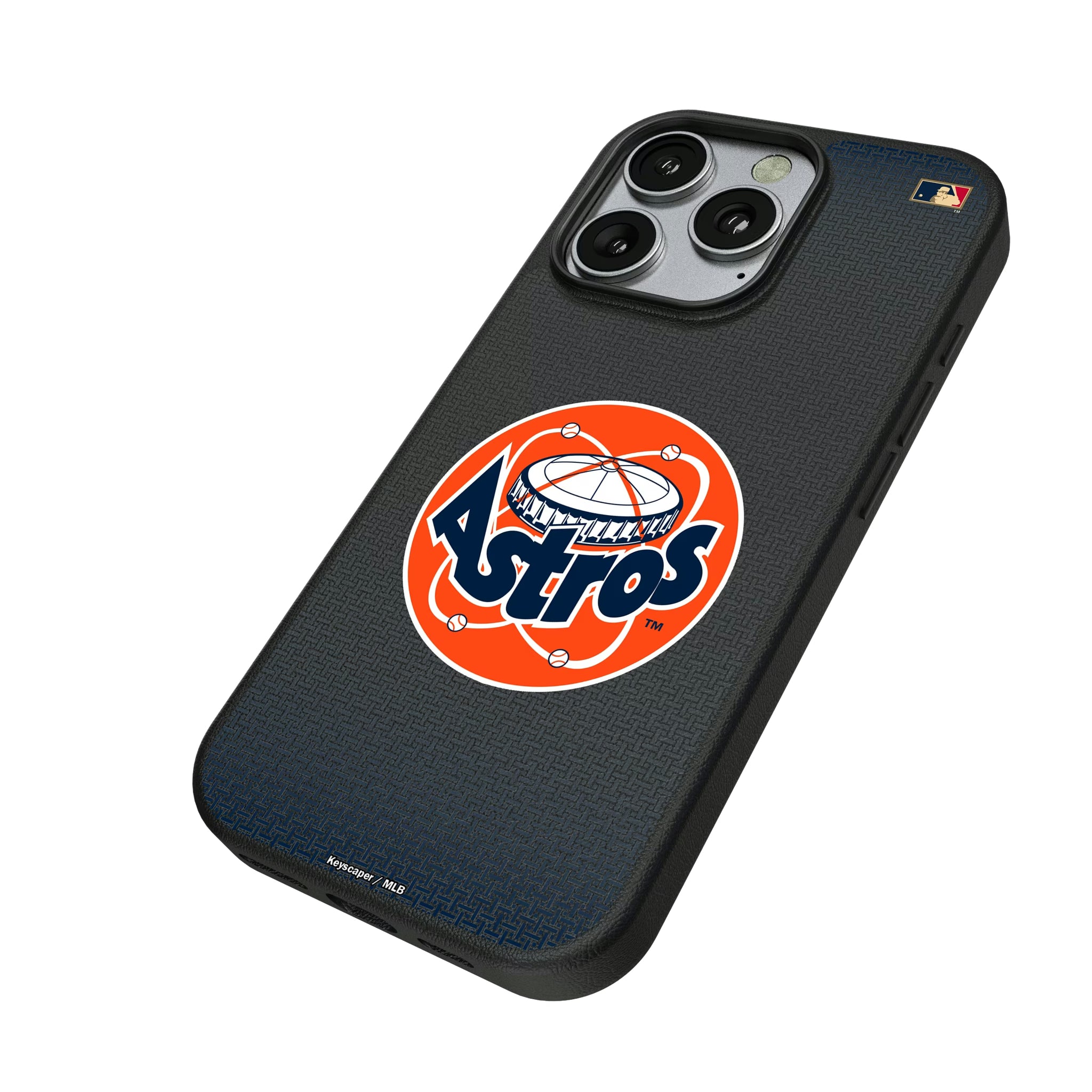 Houston Astros 1977-1993 - Cooperstown Collection Linen iPhone MagSafe Compatible Phone Case for Apple iPhone - Isometric View