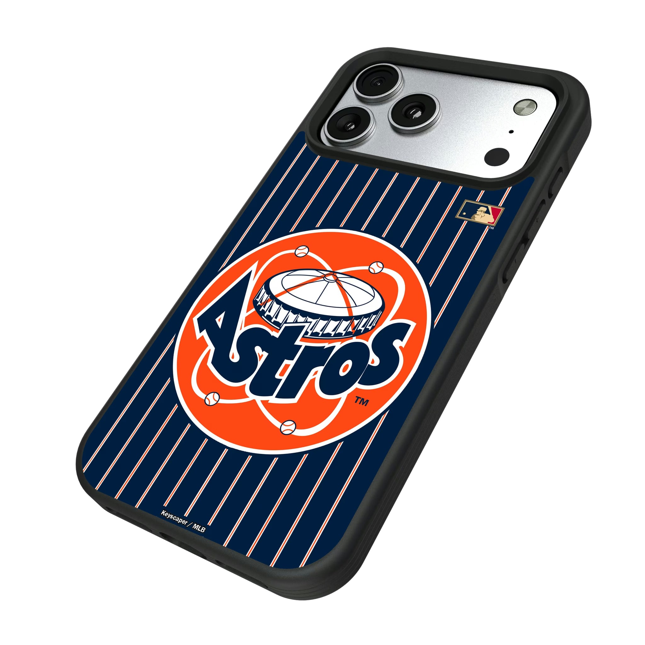 Houston Astros 1977-1993 - Cooperstown Collection Pinstripe iPhone Bump Phone Case for Apple iPhone - Isometric View#Device_iPhone 17 Pro Max