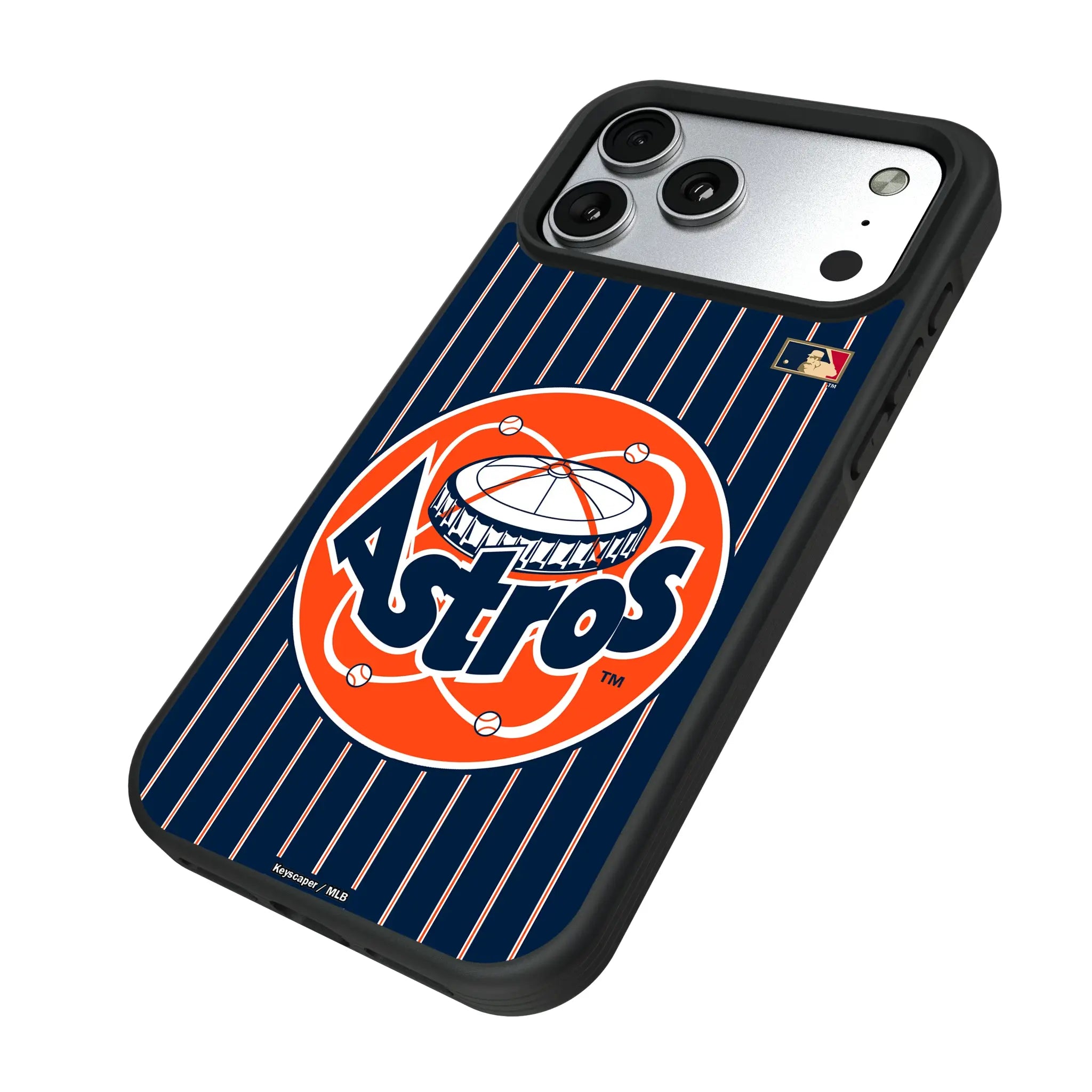 Houston Astros 1977-1993 - Cooperstown Collection Pinstripe iPhone Bump Phone Case for Apple iPhone - Isometric View#Device_iPhone 17 Pro Max