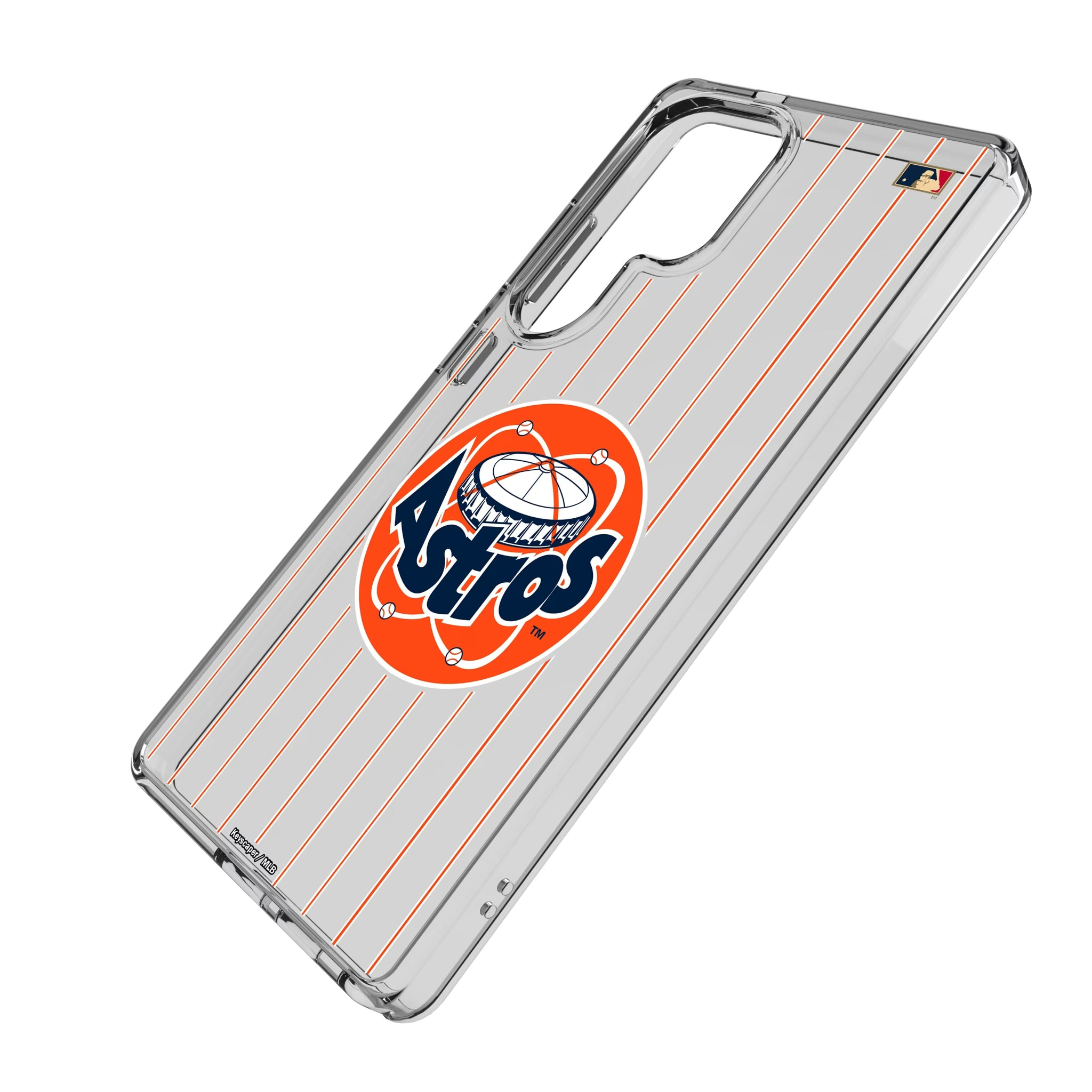 Houston Astros 1977-1993 - Cooperstown Collection Pinstripe Galaxy Clear Phone Case for Samsung Galaxy - Isometric View