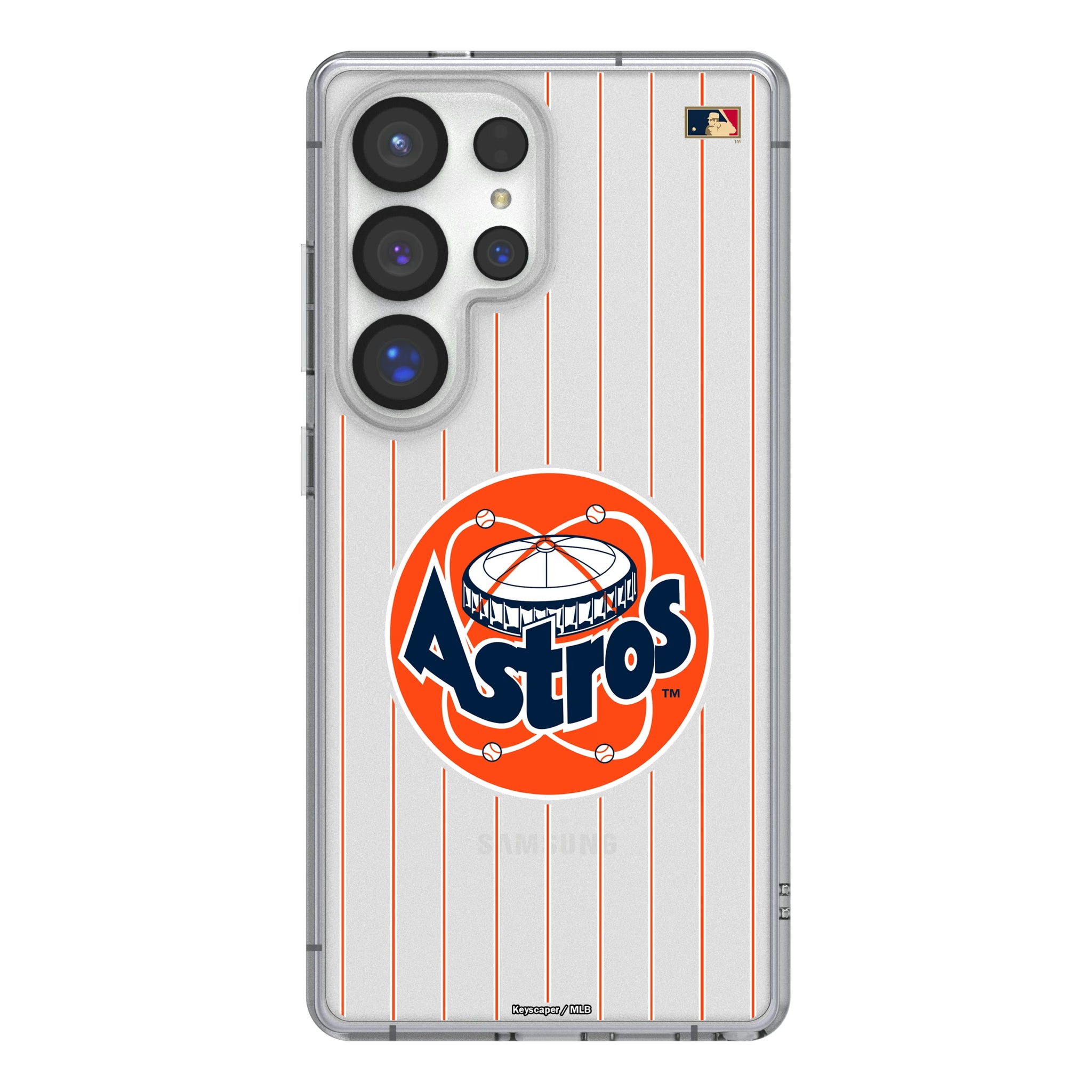 Houston Astros 1977-1993 - Cooperstown Collection Pinstripe Galaxy Clear Phone Case for Samsung Galaxy