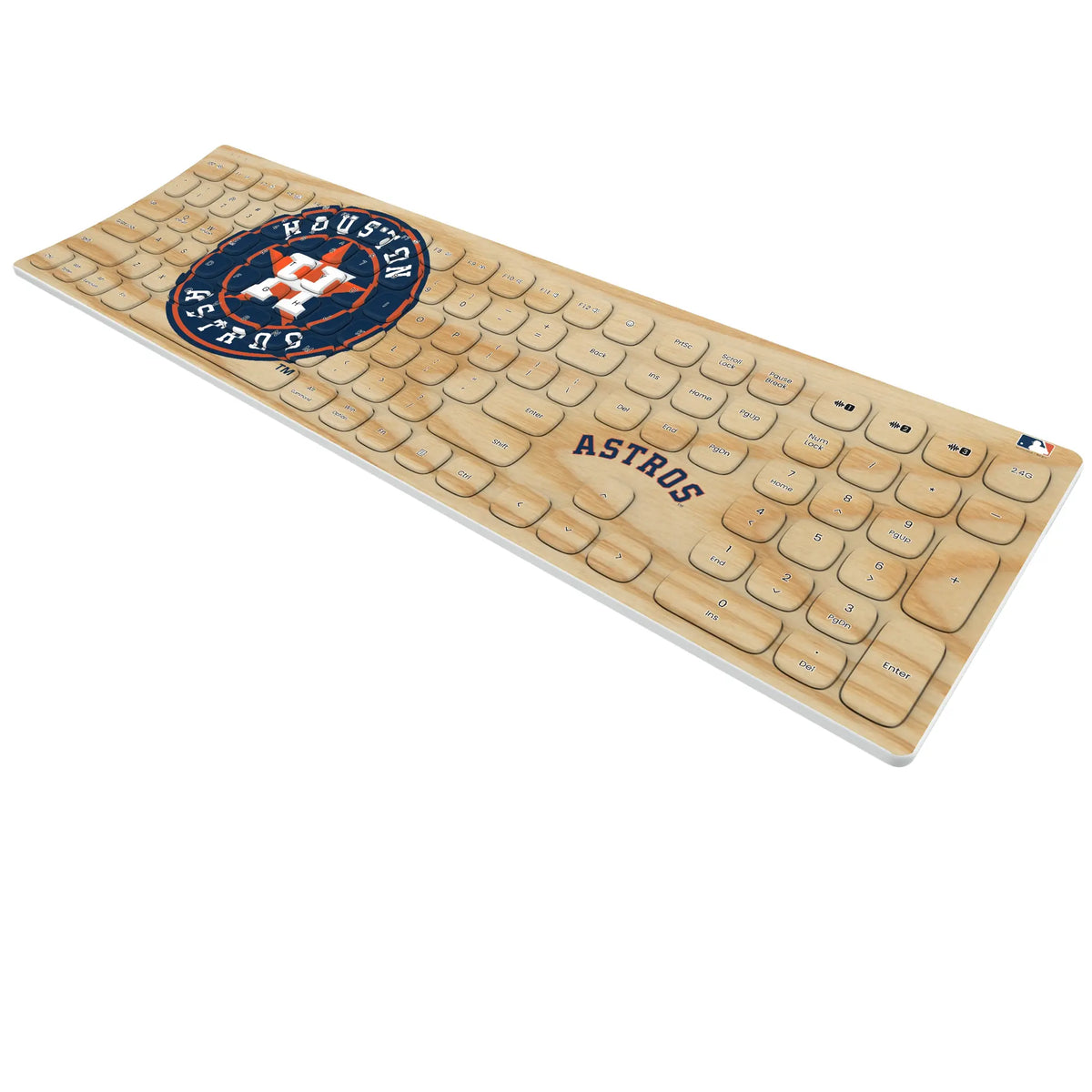Houston Astros Baseball Bat KKB605 Curved Wireless Keyboard - Isometric View
