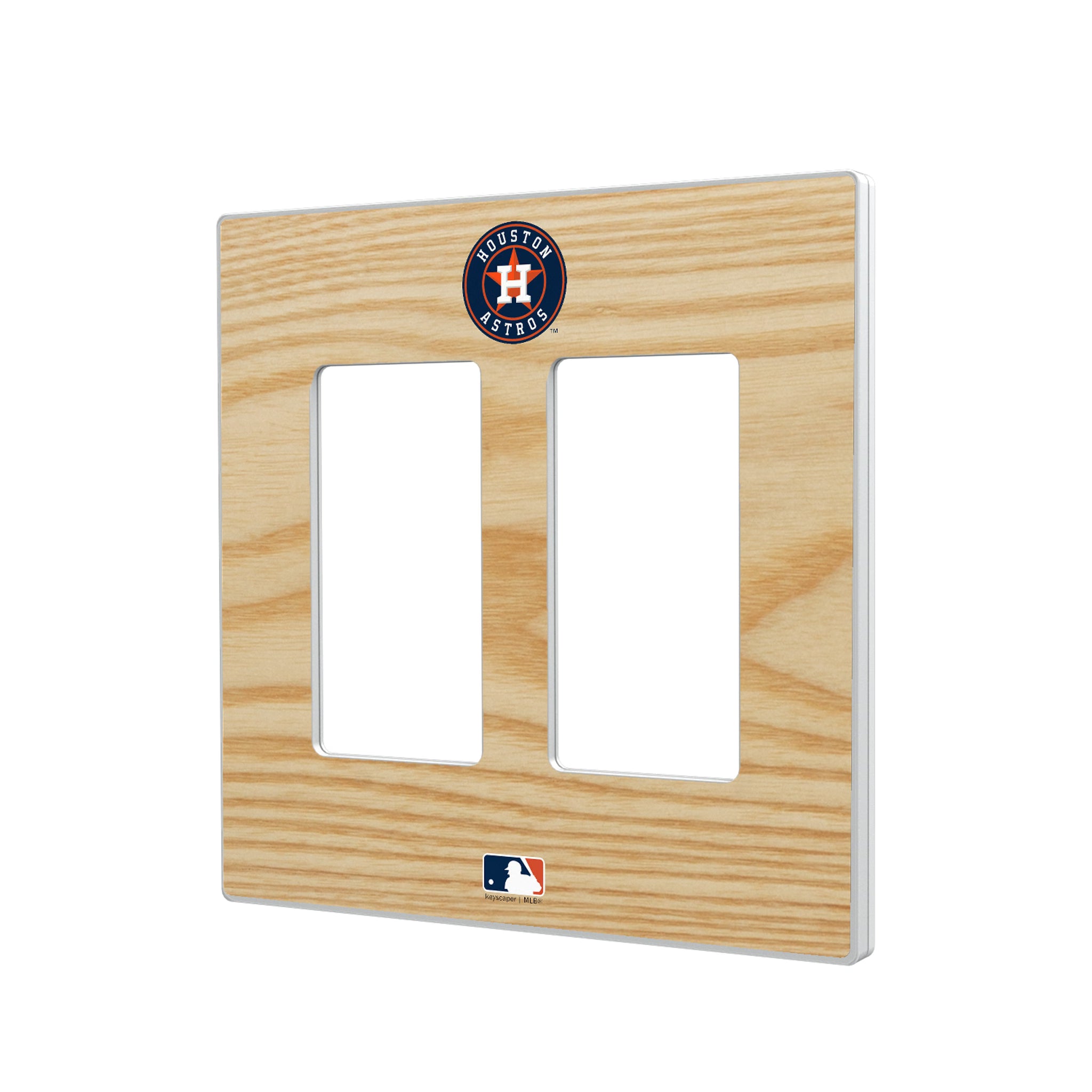 Houston Astros Baseball Bat Hidden-Screw Light Switch Plate#Style_Double Rocker