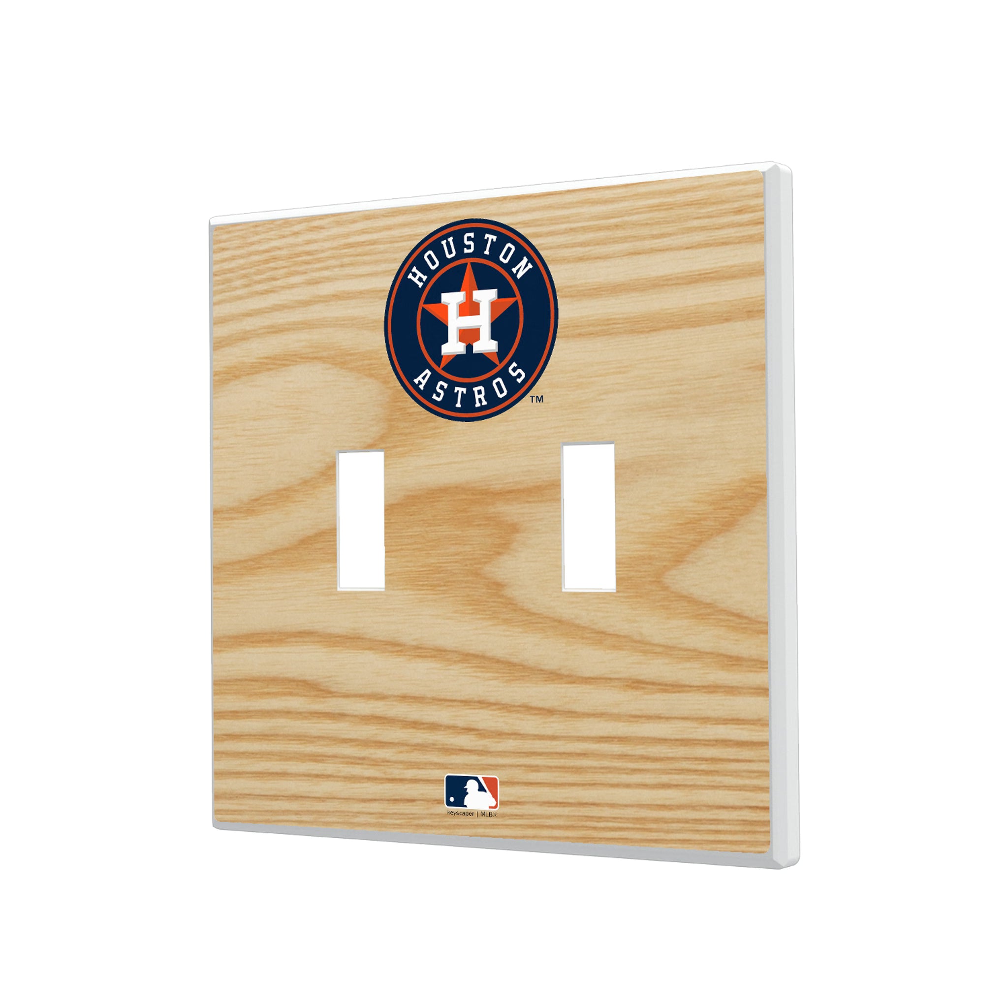 Houston Astros Baseball Bat Hidden-Screw Light Switch Plate#Style_Double Toggle