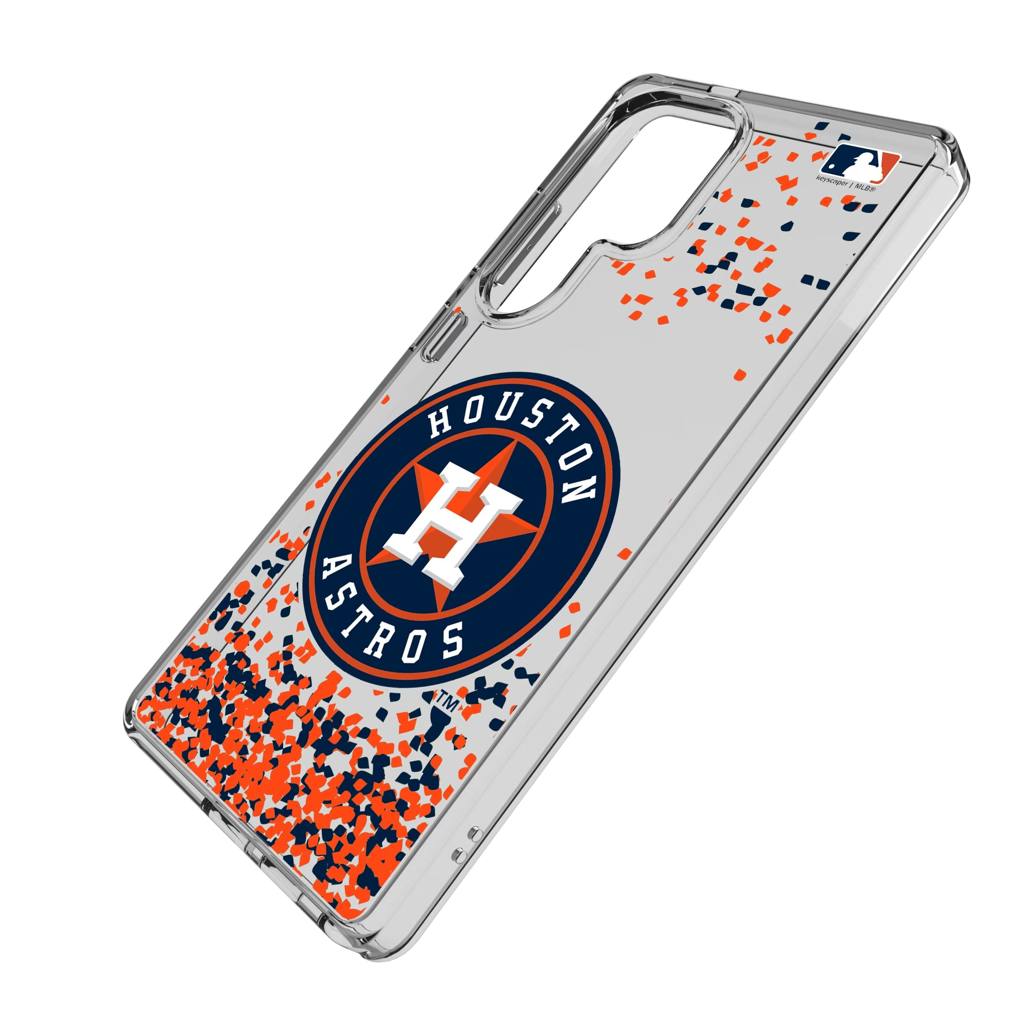 Houston Astros Confetti Galaxy Clear Phone Case for Samsung Galaxy - Isometric View