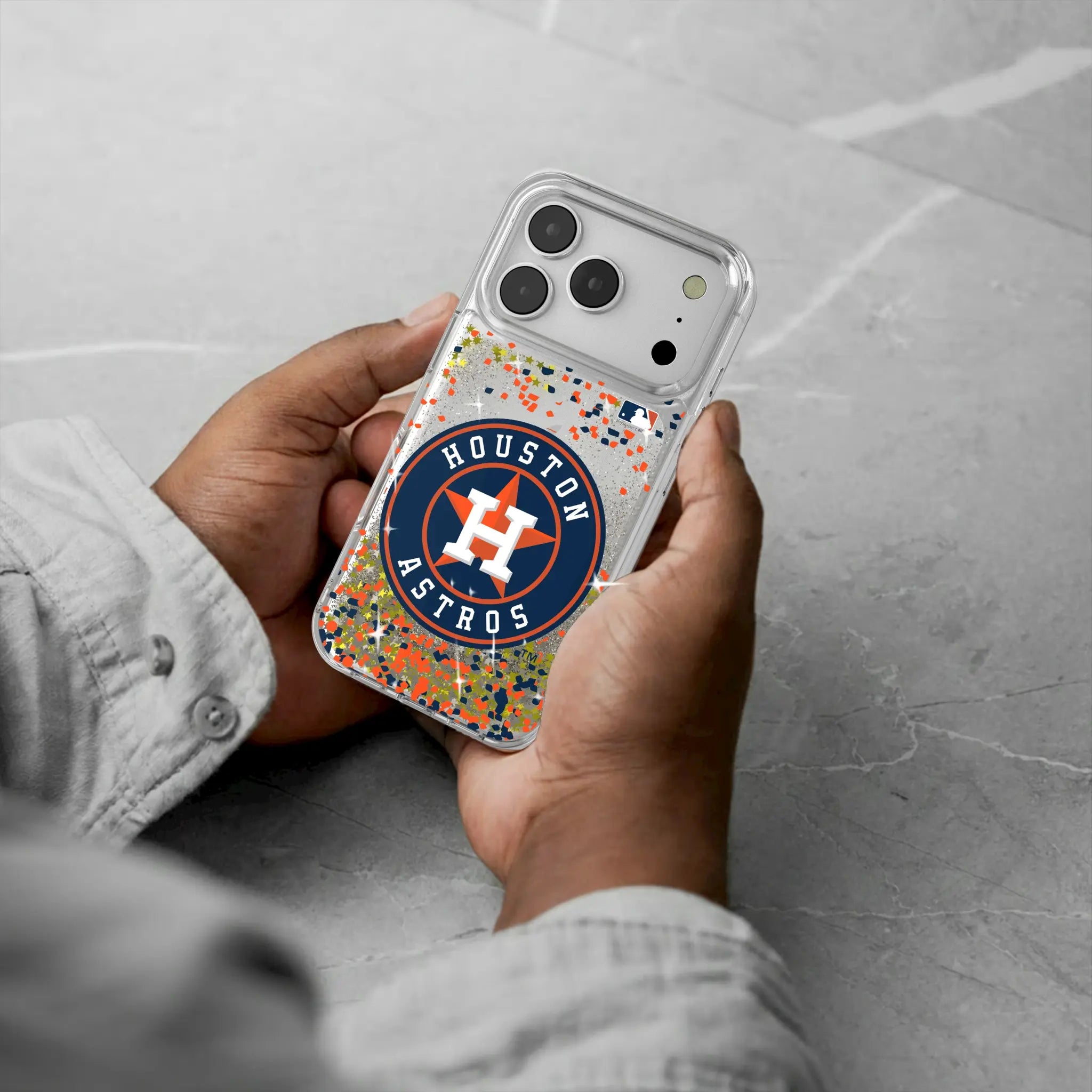 Houston Astros Confetti iPhone Glitter Phone Case for Apple iPhone - Lifestyle