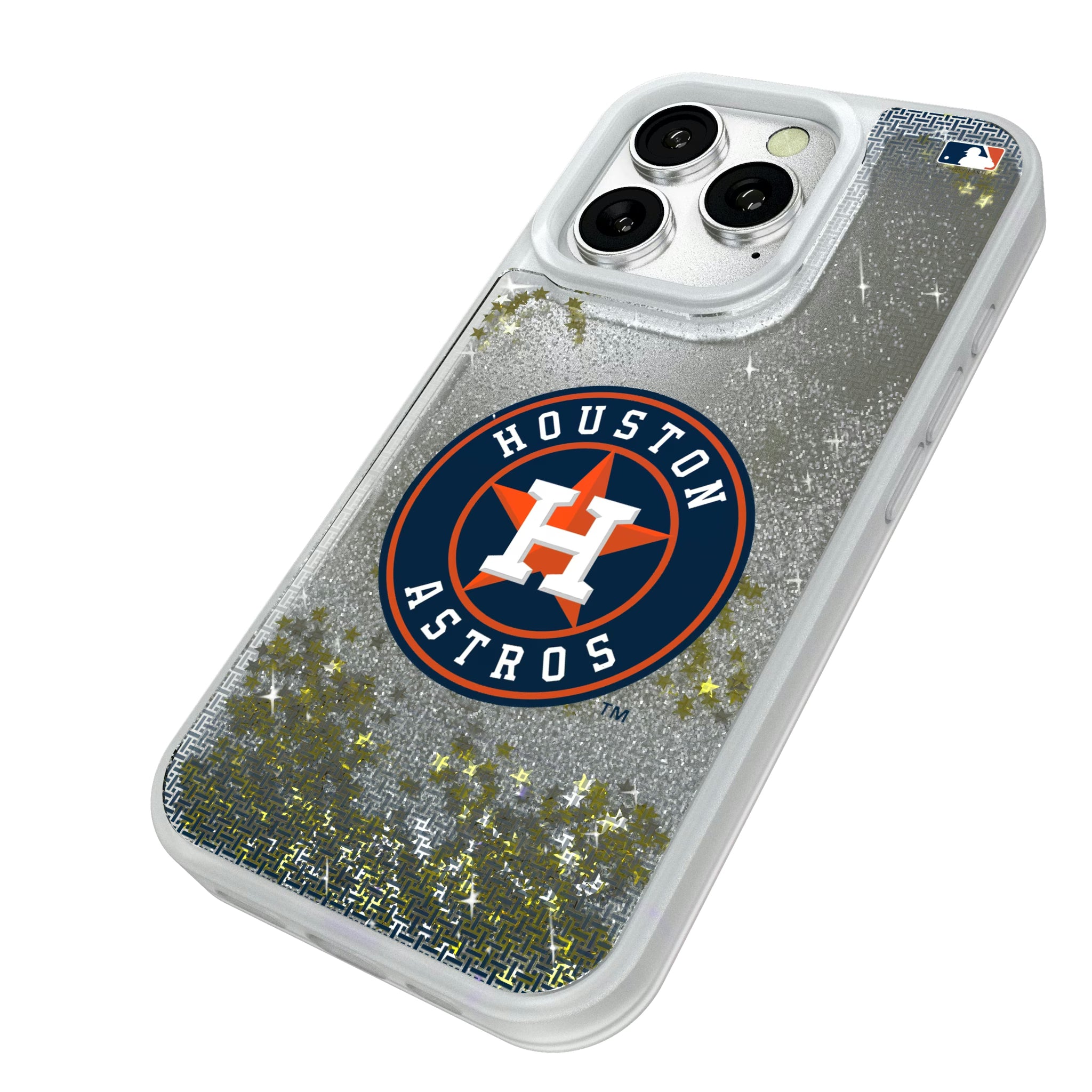 Houston Astros Linen iPhone Glitter Phone Case for Apple iPhone - Isometric View#Device_iPhone 16 Pro