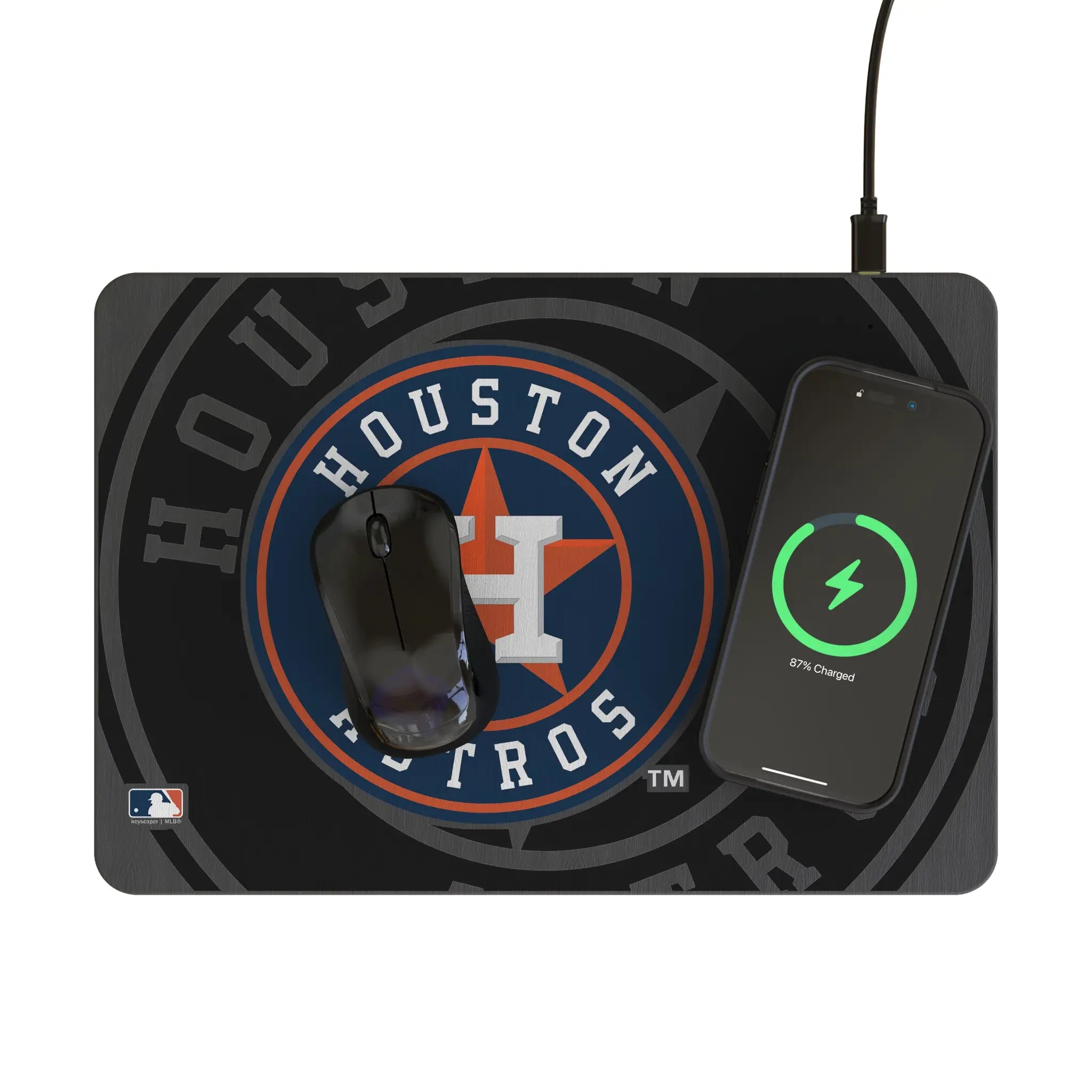 Houston Astros Monocolor Tilt 15-Watt Wireless Charger and Mouse Pad - Lifestyle