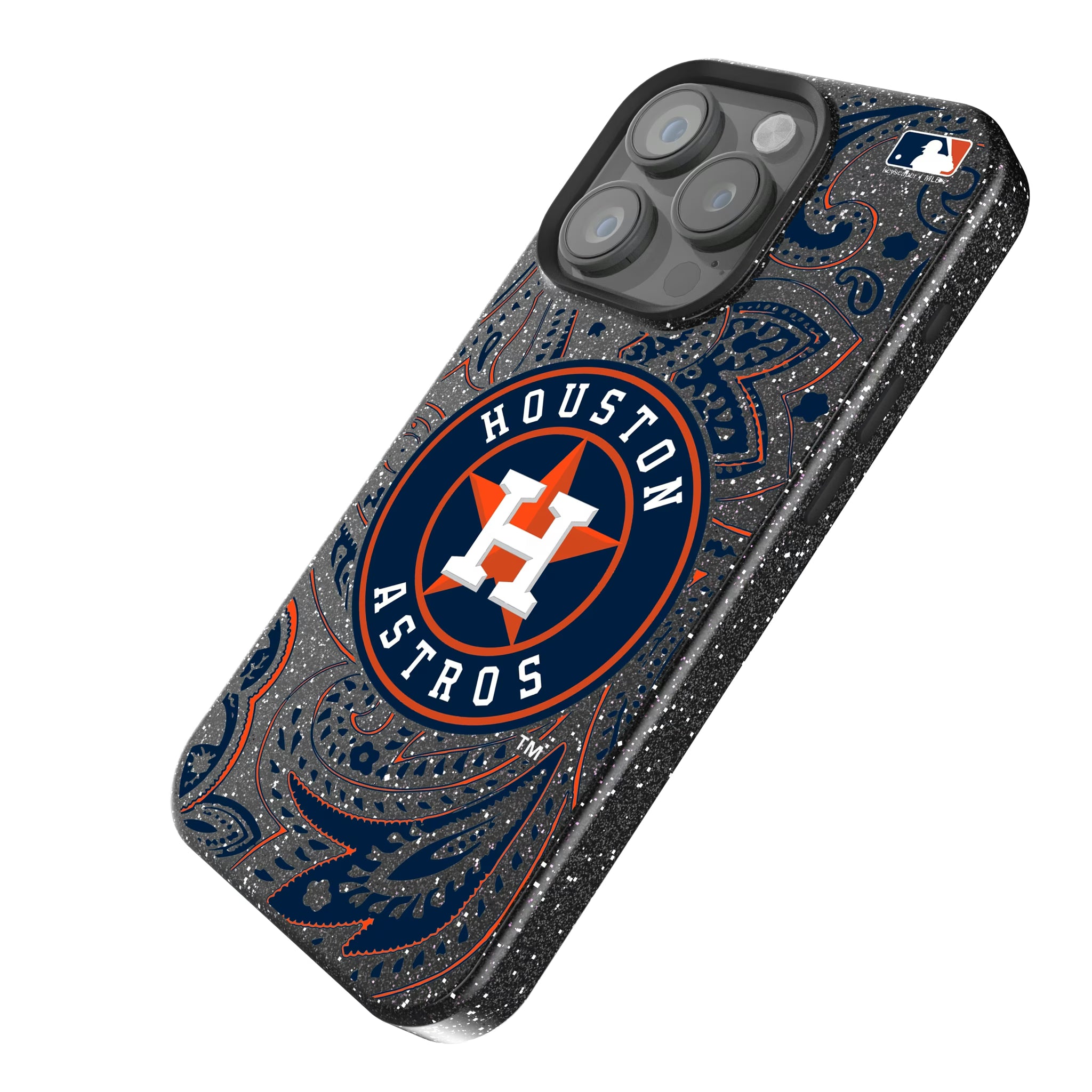 Houston Astros Paisley iPhone Bling Phone Case for Apple iPhone - Isometric View