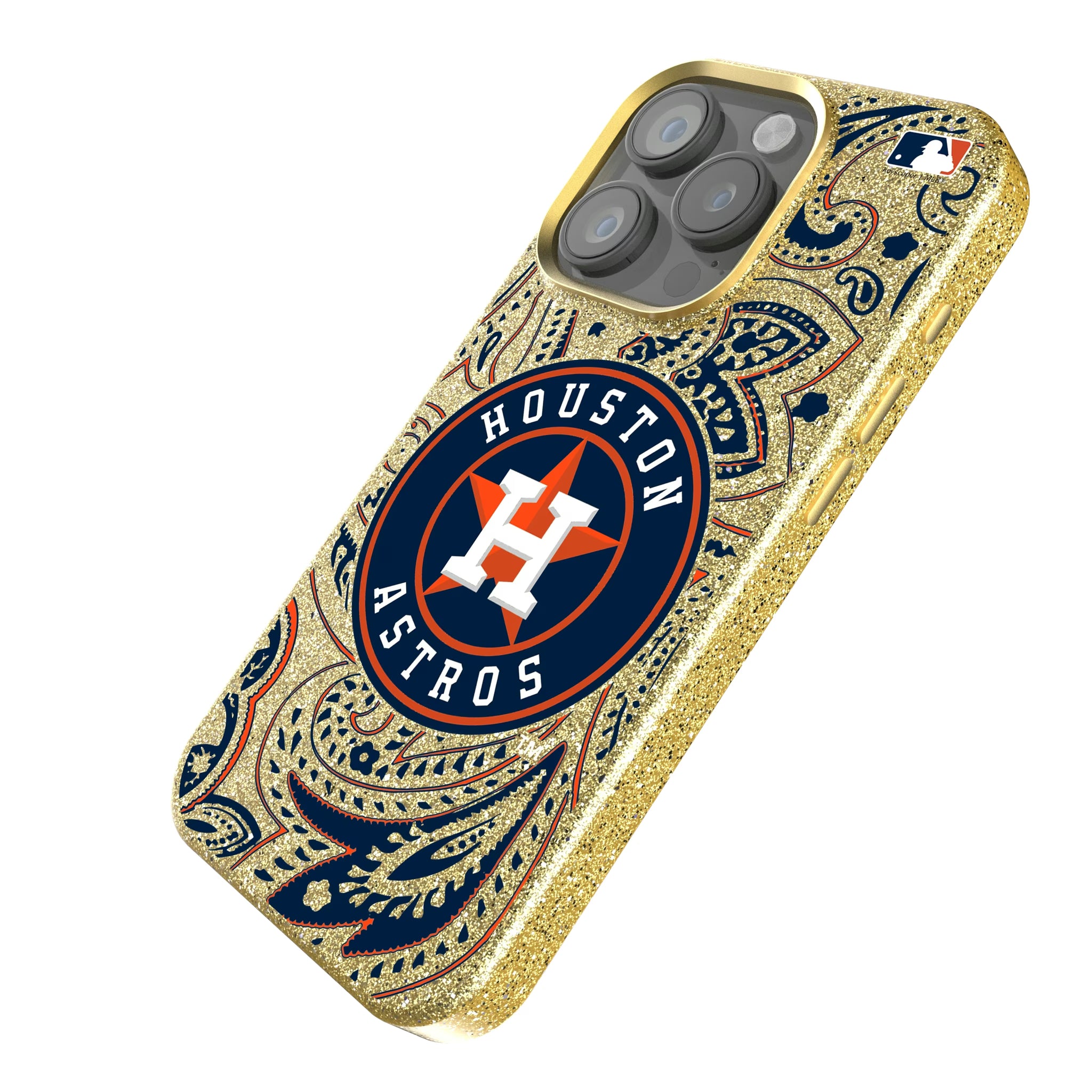 Houston Astros Paisley iPhone Bling Phone Case for Apple iPhone - Isometric View