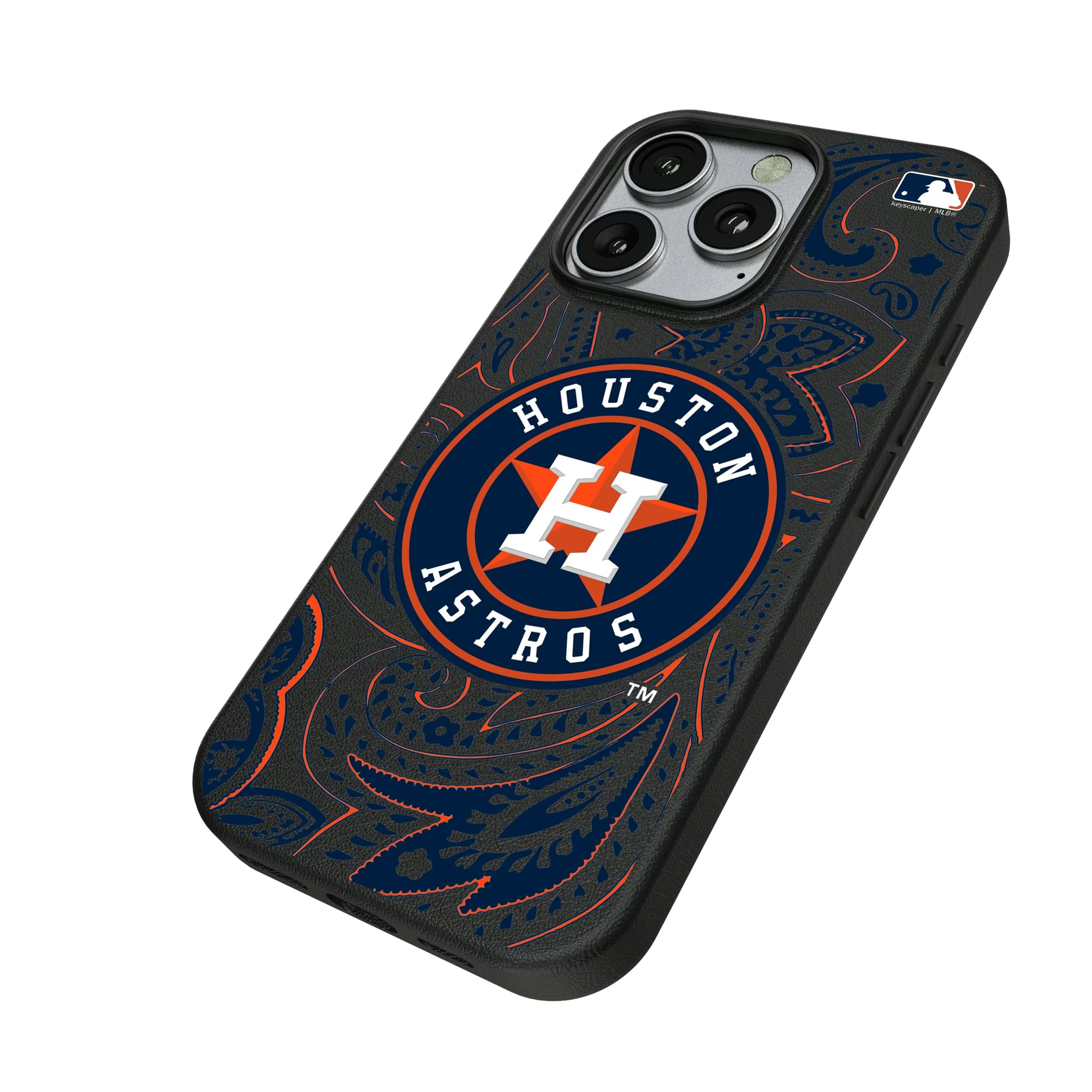 Houston Astros Paisley iPhone MagSafe Compatible Phone Case for Apple iPhone - Isometric View