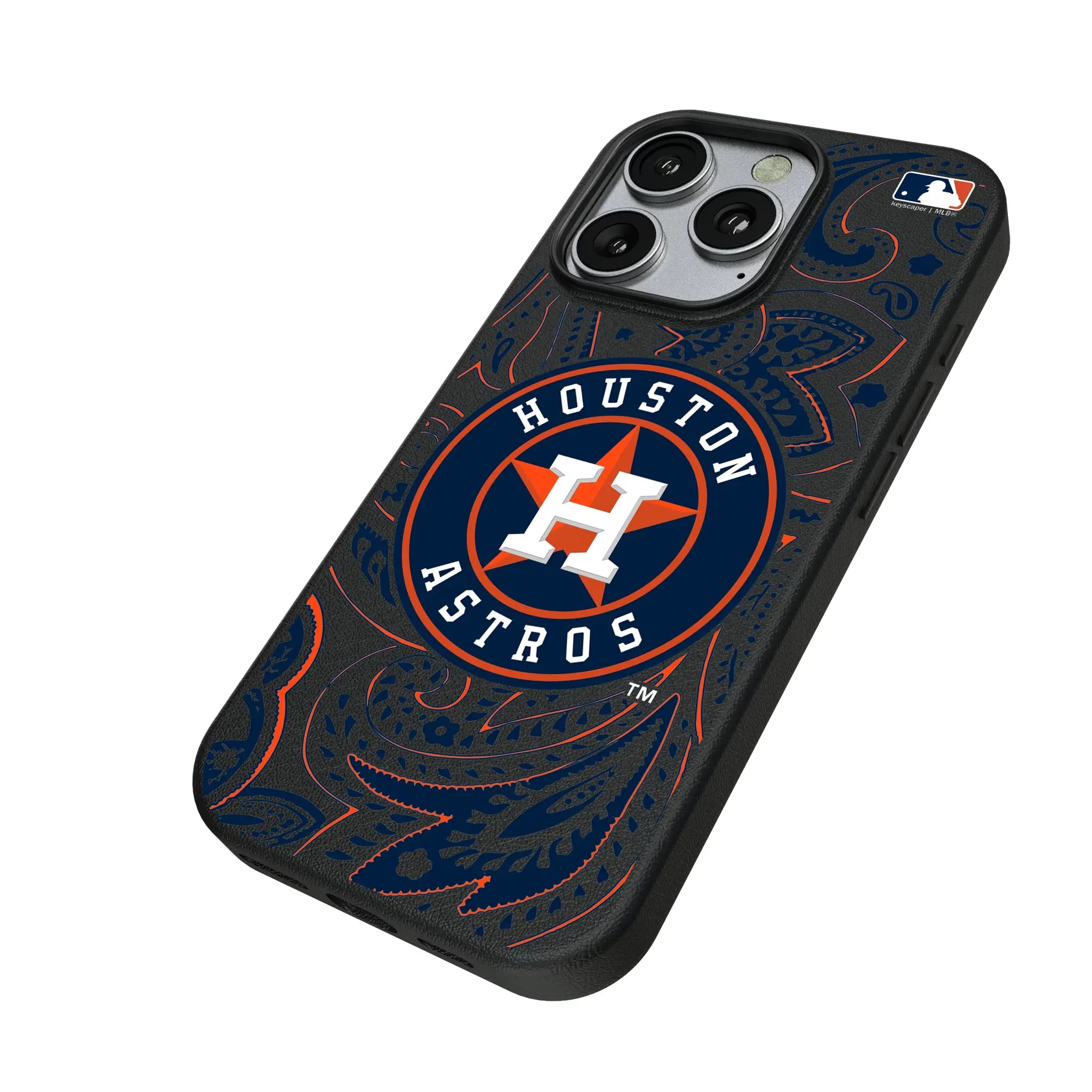 Houston Astros Paisley iPhone MagSafe Compatible Phone Case for Apple iPhone - Isometric View
