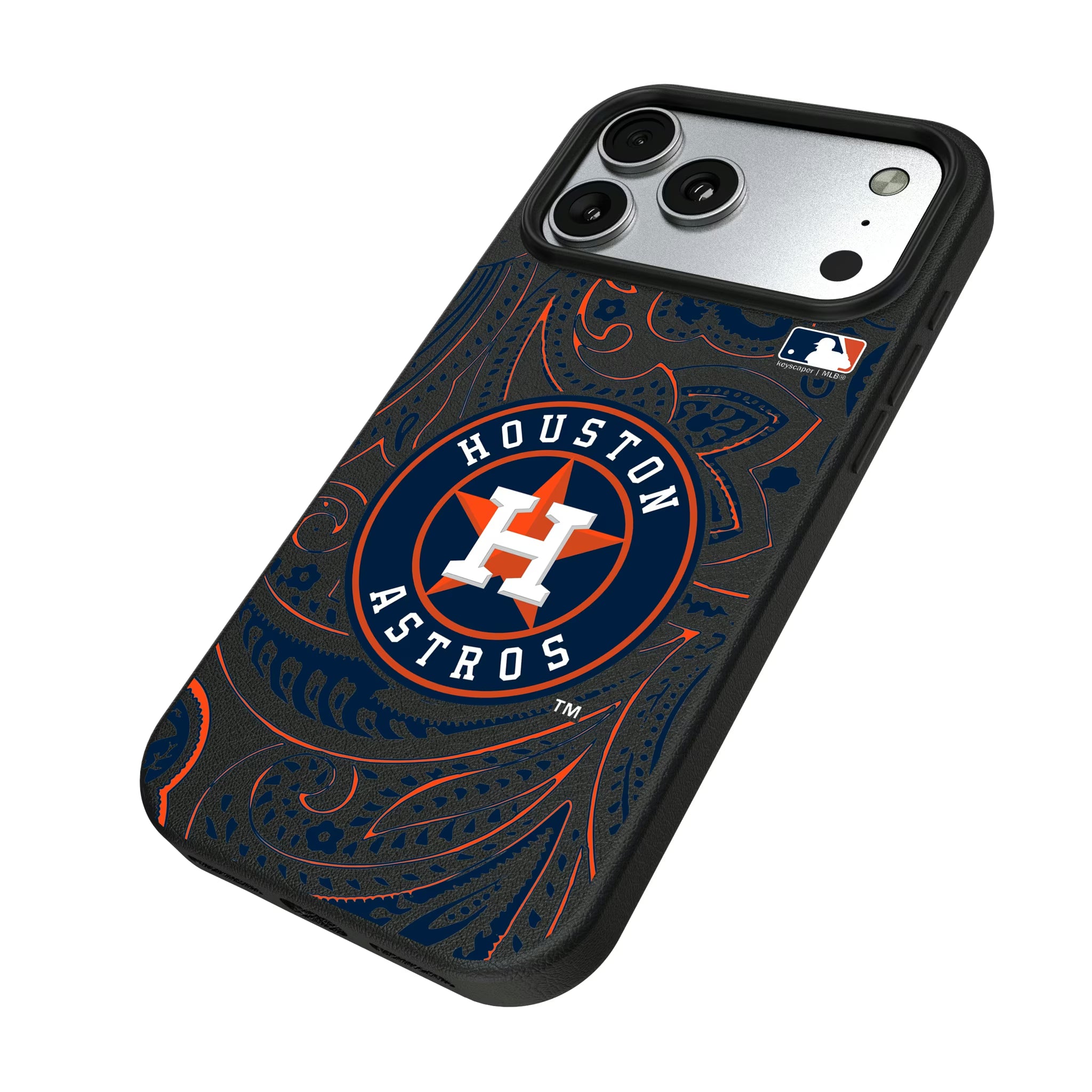 Houston Astros Paisley iPhone MagSafe Compatible Phone Case for Apple iPhone - Isometric View#Device_iPhone 17 Pro Max