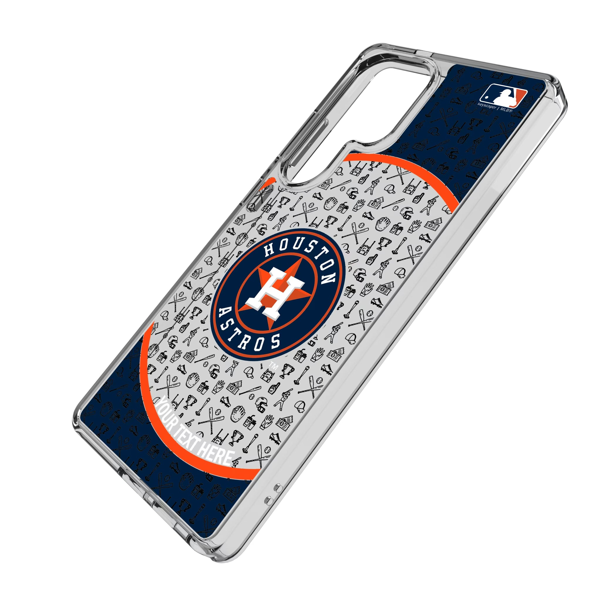 Houston Astros Personalized Circle Galaxy Clear Phone Case for Samsung Galaxy - Isometric View