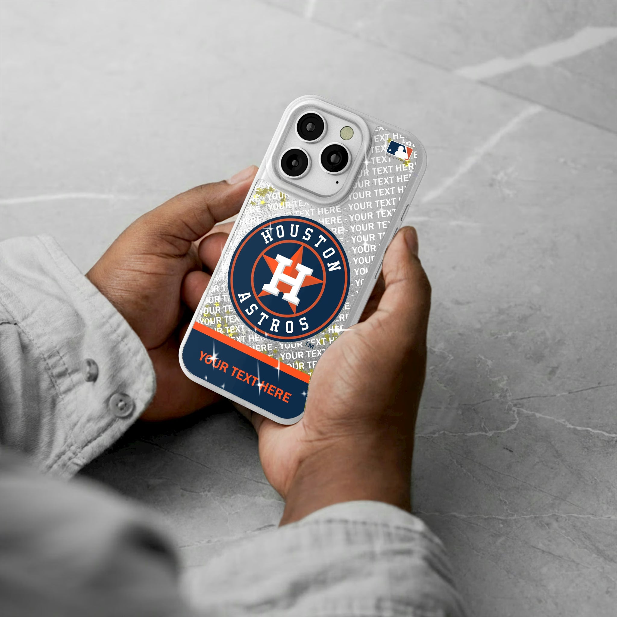Houston Astros Personalized EndZone Plus iPhone Glitter Phone Case for Apple iPhone - Lifestyle#Device_iPhone 16 Pro