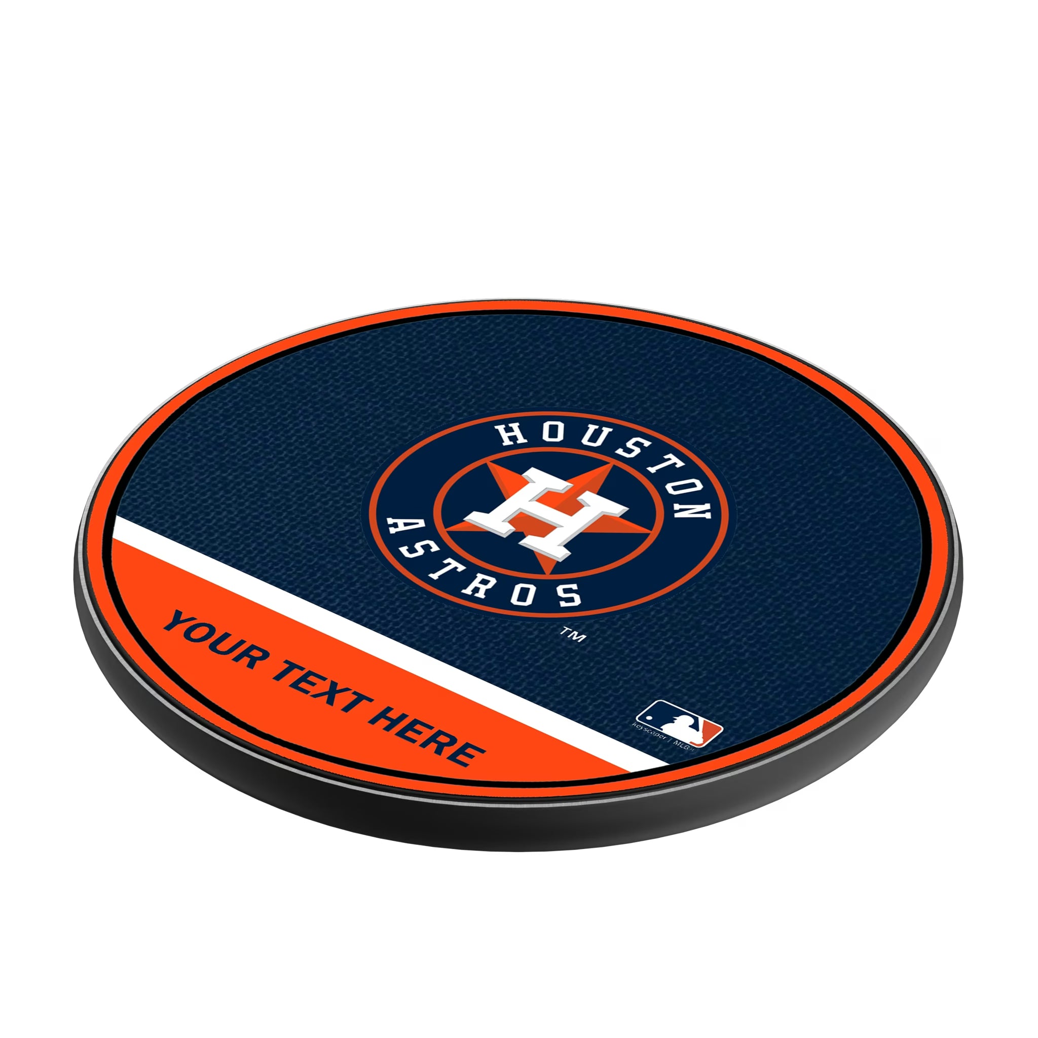Houston Astros Personalized Endzone Solid 15-Watt Wireless Charger - Isometric View