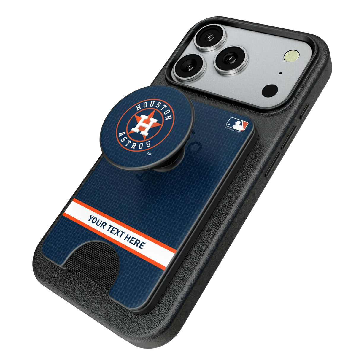 Houston Astros Personalized Endzone Solid Popsockets Wallet Magnetic - Isometric View
