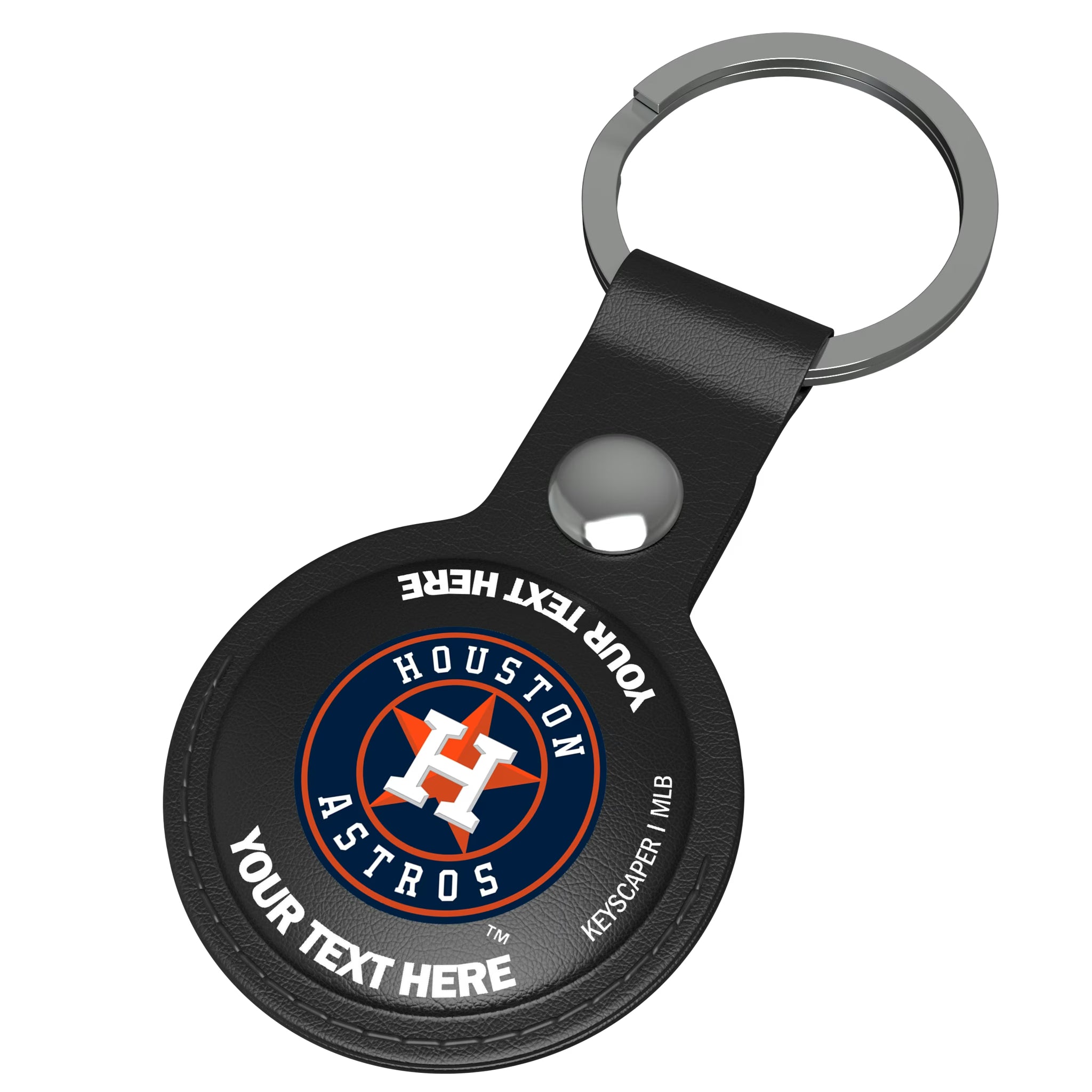 Houston Astros Personalized Insignia AirTag Black Airtag Holder - Isometric View