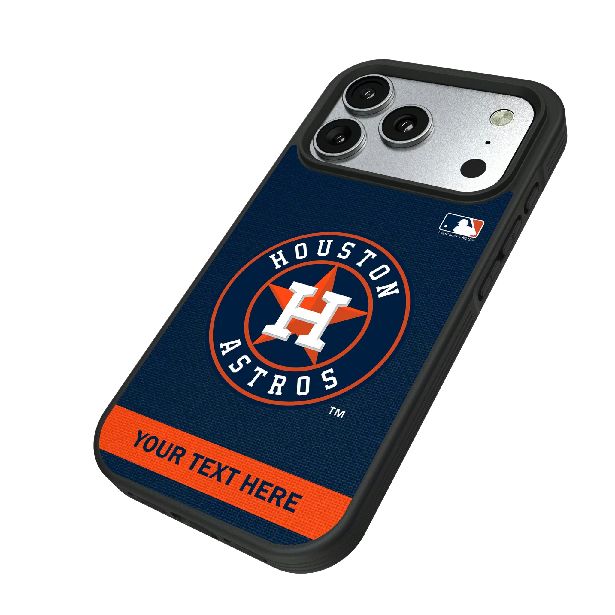 Houston Astros Personalized Stripe iPhone Bump Phone Case for Apple iPhone - Isometric View#Device_iPhone 17 Pro