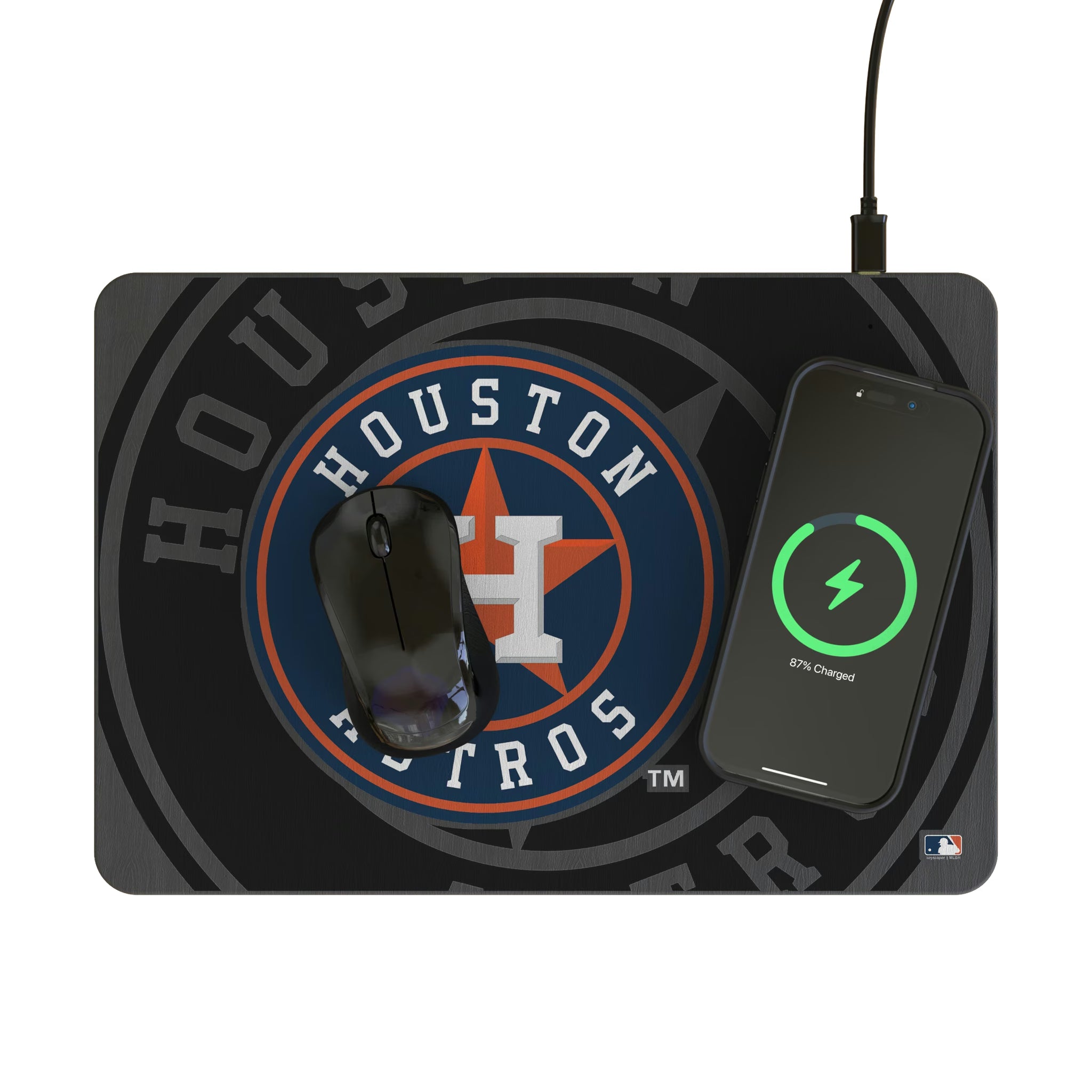 Houston Astros Personalized Tilt 15-Watt Wireless Charger and Mouse Pad - Lifestyle