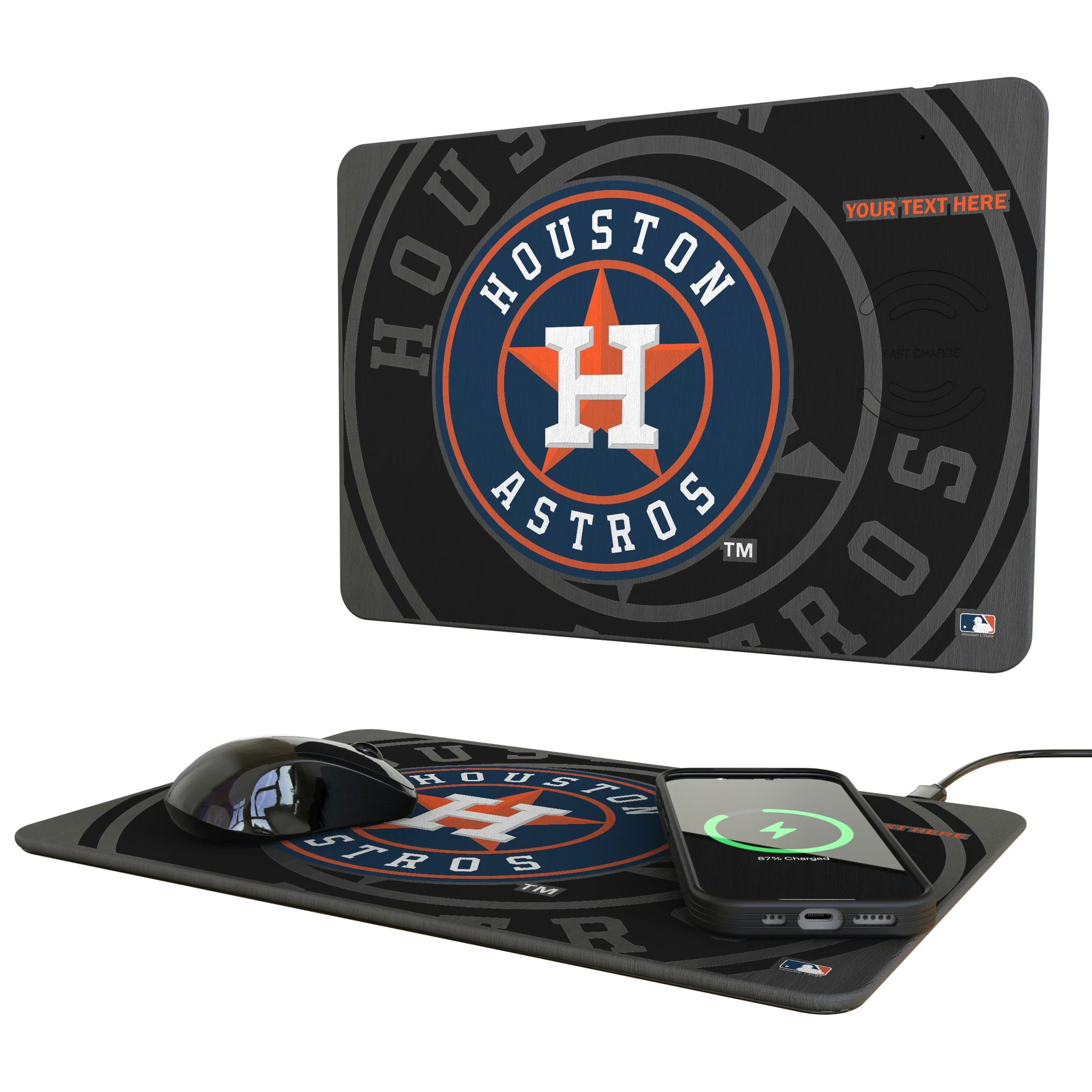 Houston Astros Personalized Tilt 15-Watt Wireless Charger and Mouse Pad