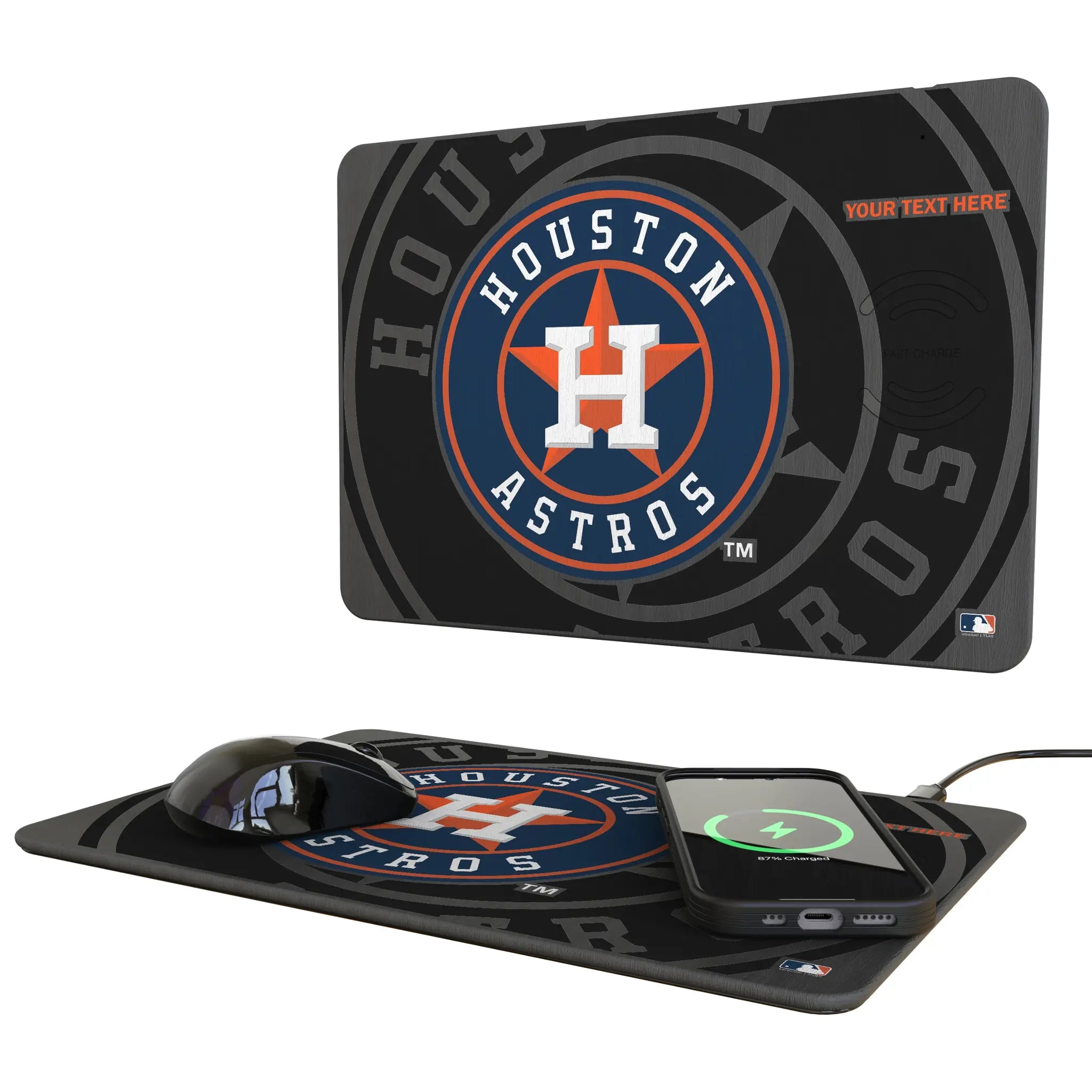 Houston Astros Personalized Tilt 15-Watt Wireless Charger and Mouse Pad