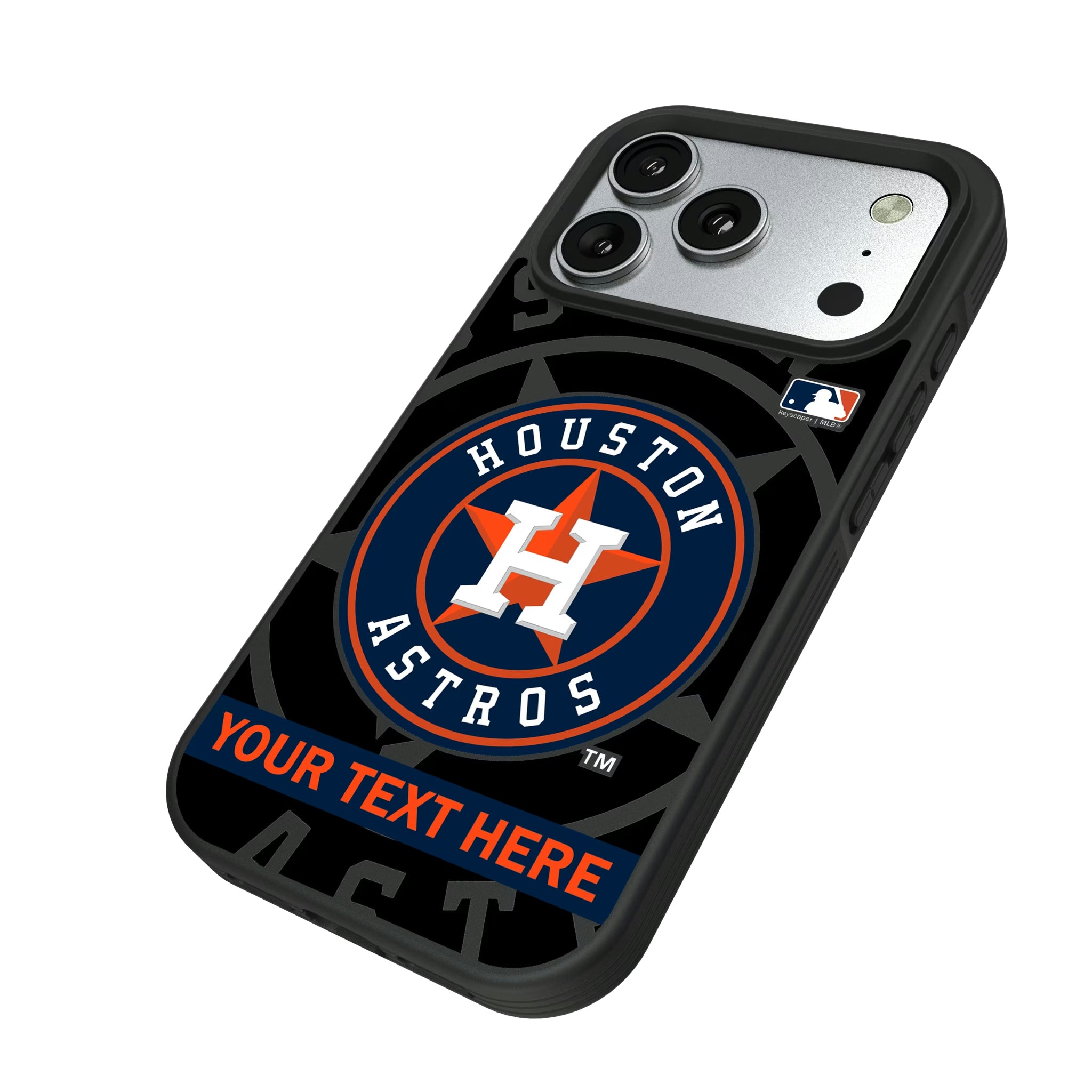 Houston Astros Personalized Tilt iPhone Bump Phone Case for Apple iPhone - Isometric View#Device_iPhone 17 Pro