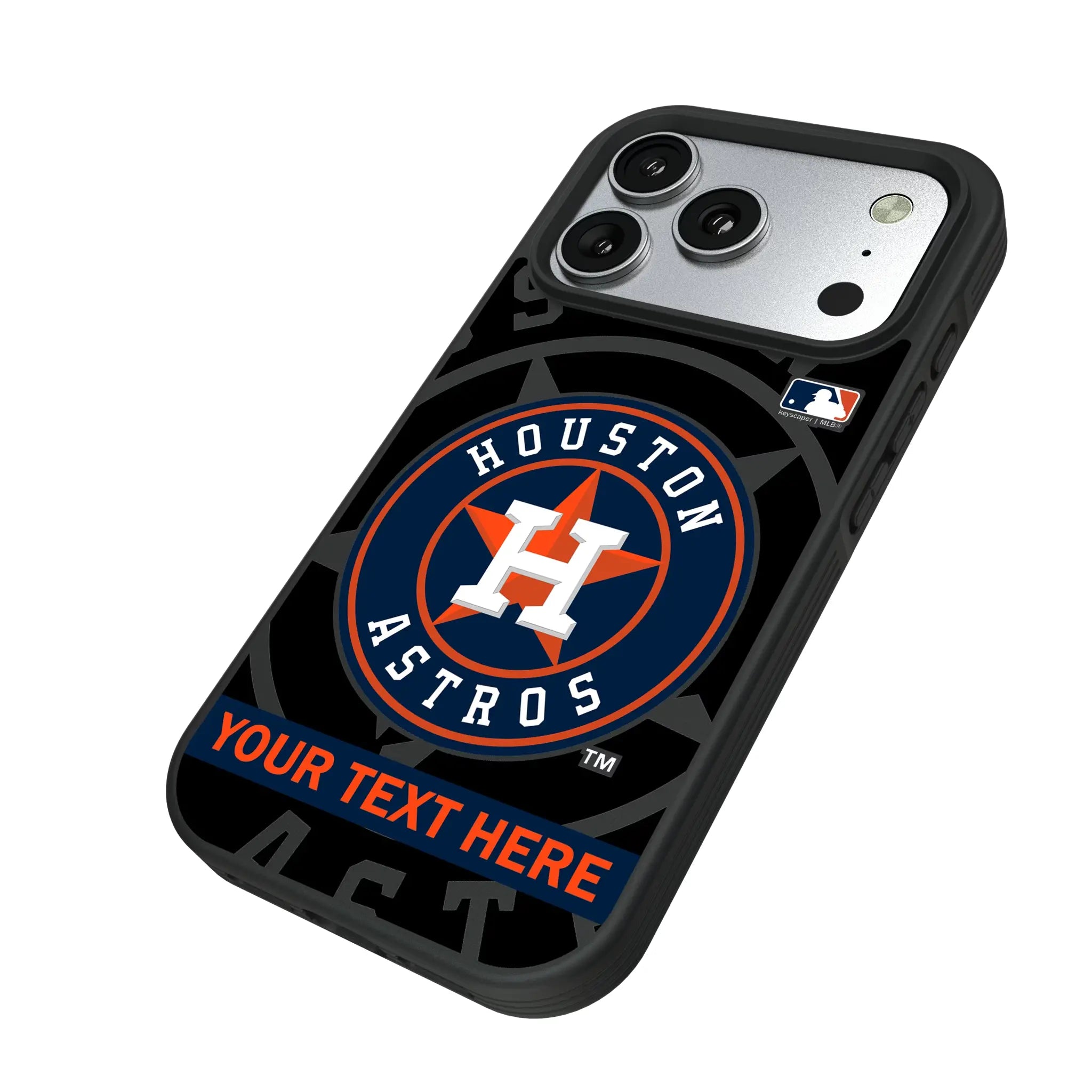 Houston Astros Personalized Tilt iPhone Bump Phone Case for Apple iPhone - Isometric View#Device_iPhone 17 Pro