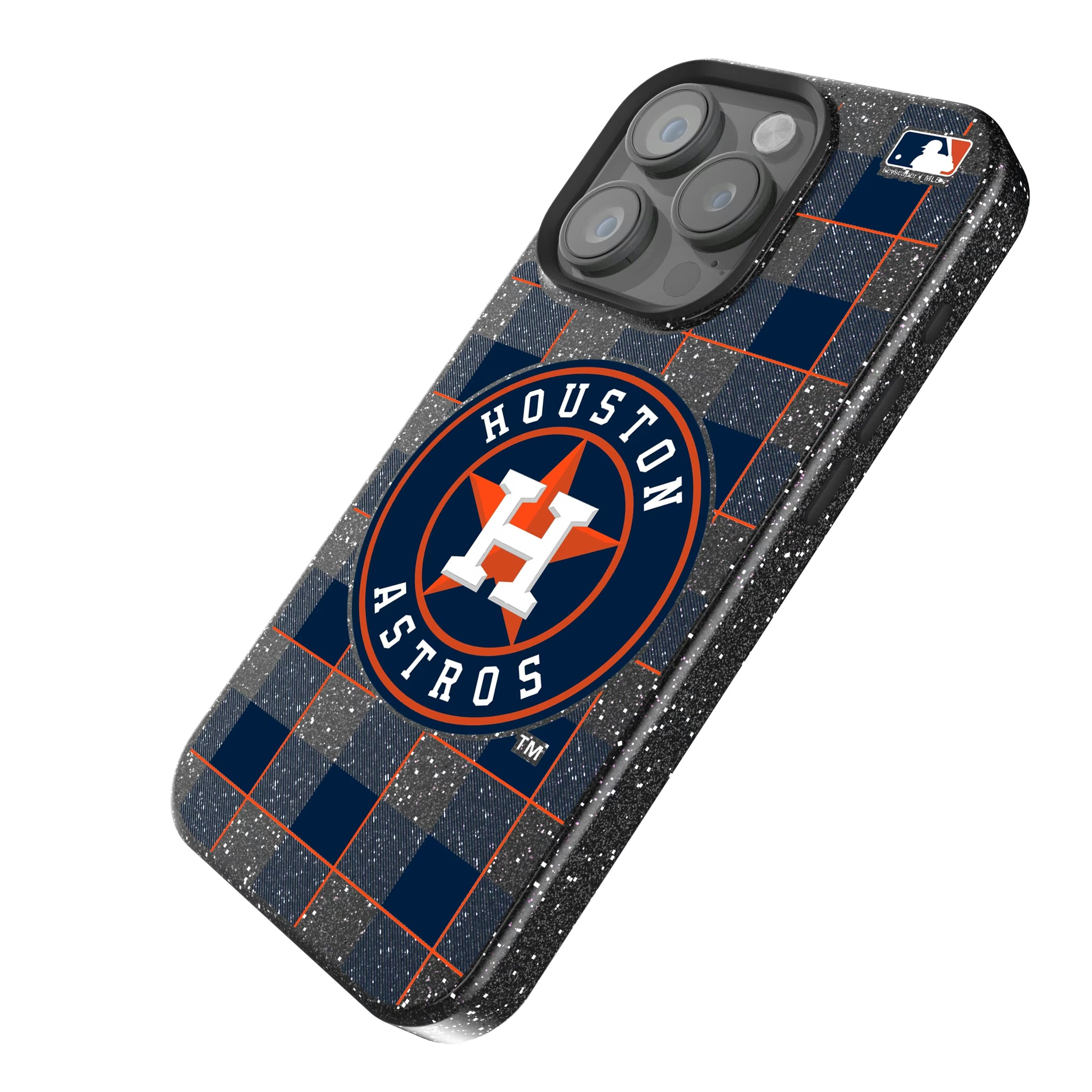 Houston Astros Plaid iPhone Bling Phone Case for Apple iPhone - Isometric View