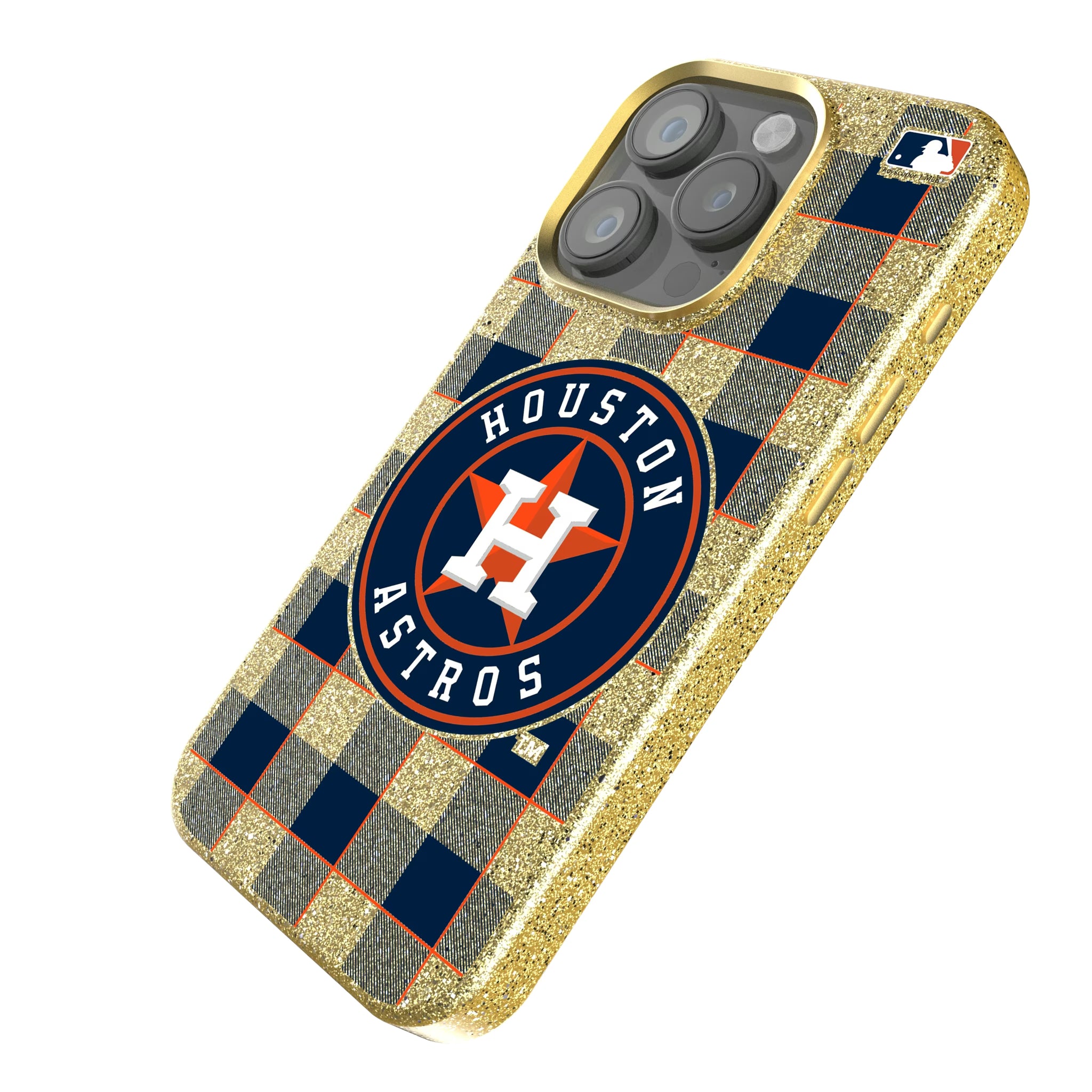 Houston Astros Plaid iPhone Bling Phone Case for Apple iPhone - Isometric View
