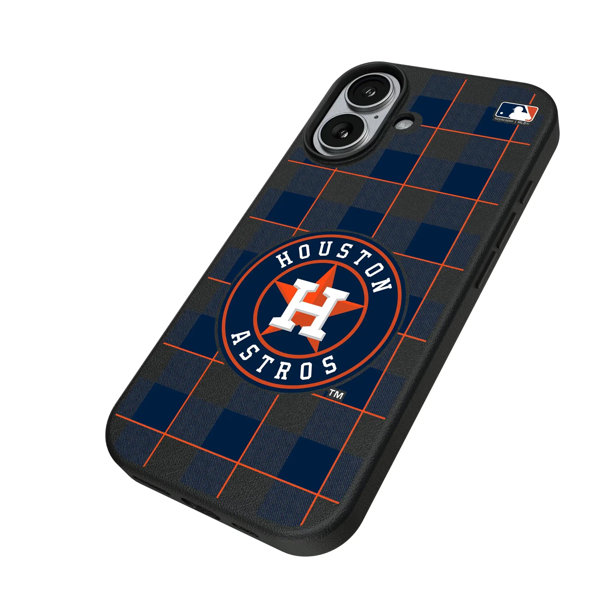Houston Astros Plaid iPhone MagSafe Compatible Phone Case for Apple iPhone - Isometric View#Device_iPhone 17