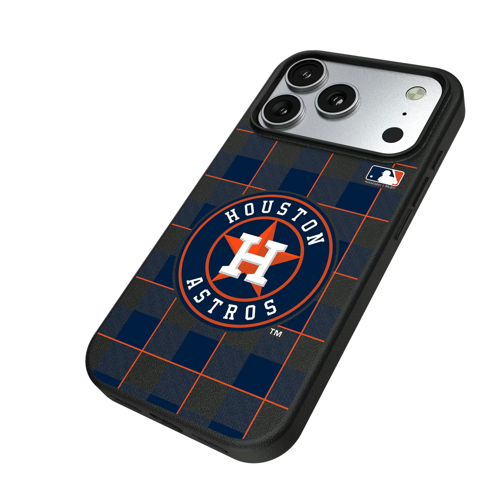 Houston Astros Plaid iPhone MagSafe Compatible Phone Case for Apple iPhone - Isometric View#Device_iPhone 17 Pro