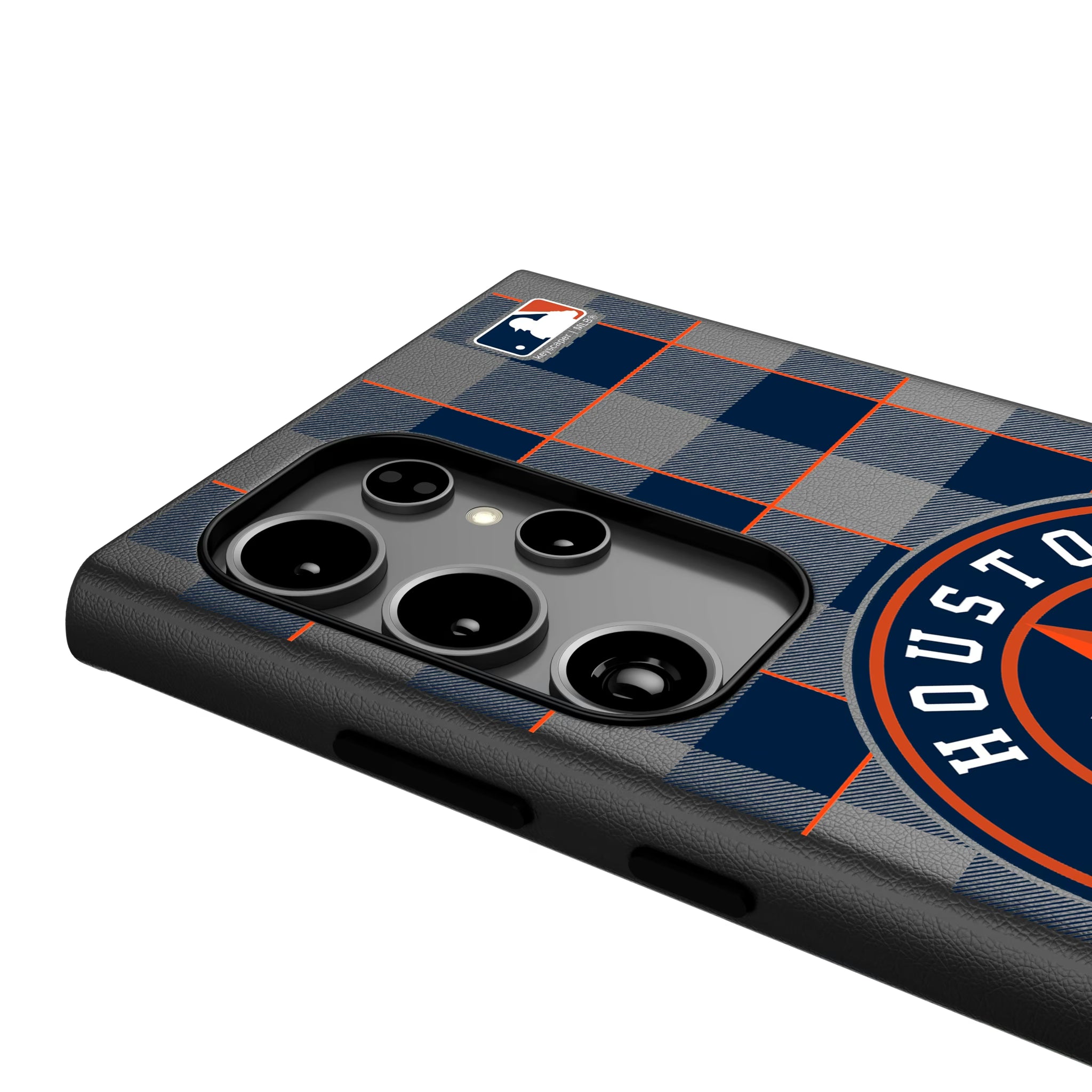 Houston Astros Plaid Galaxy MagSafe Compatible Phone Case for Samsung Galaxy - Detail