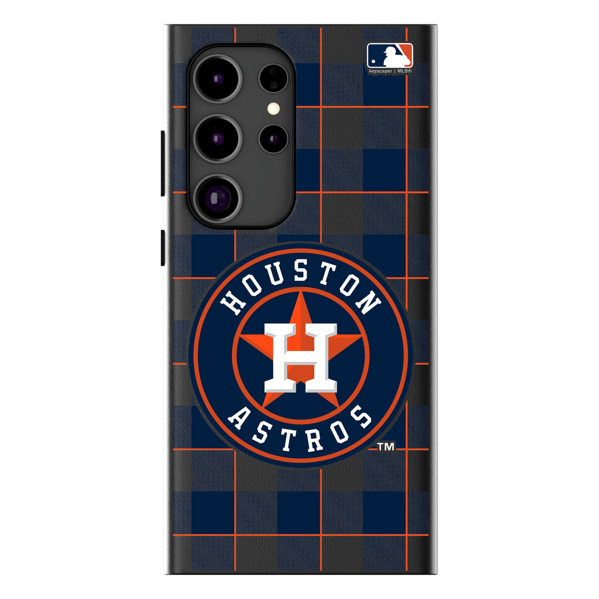 Houston Astros Plaid Galaxy MagSafe Compatible Phone Case for Samsung Galaxy