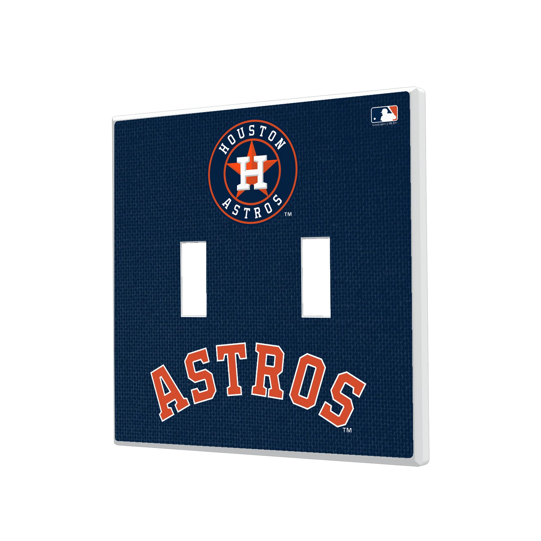 Houston Astros Solid Hidden-Screw Light Switch Plate#Style_Double Toggle