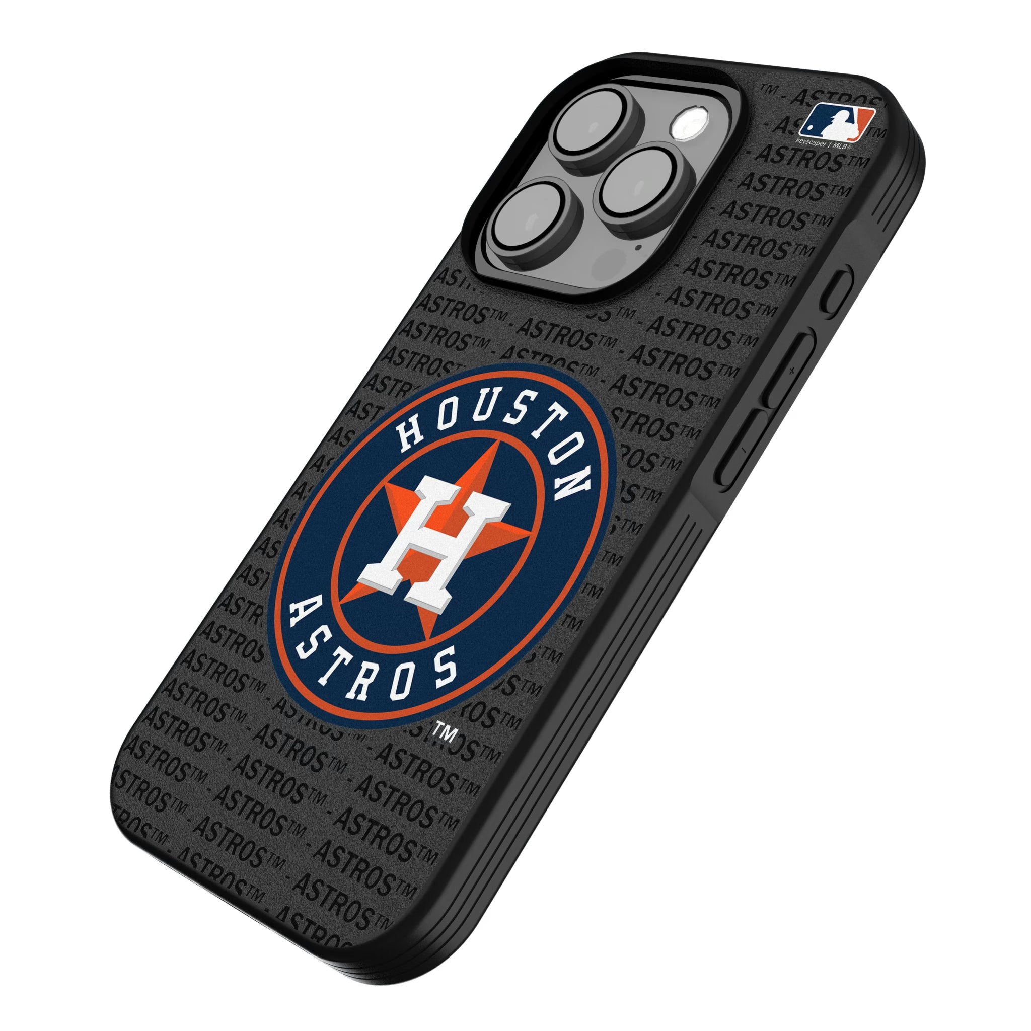 Houston Astros Text Backdrop iPhone Bump Phone Case for Apple iPhone - Isometric View