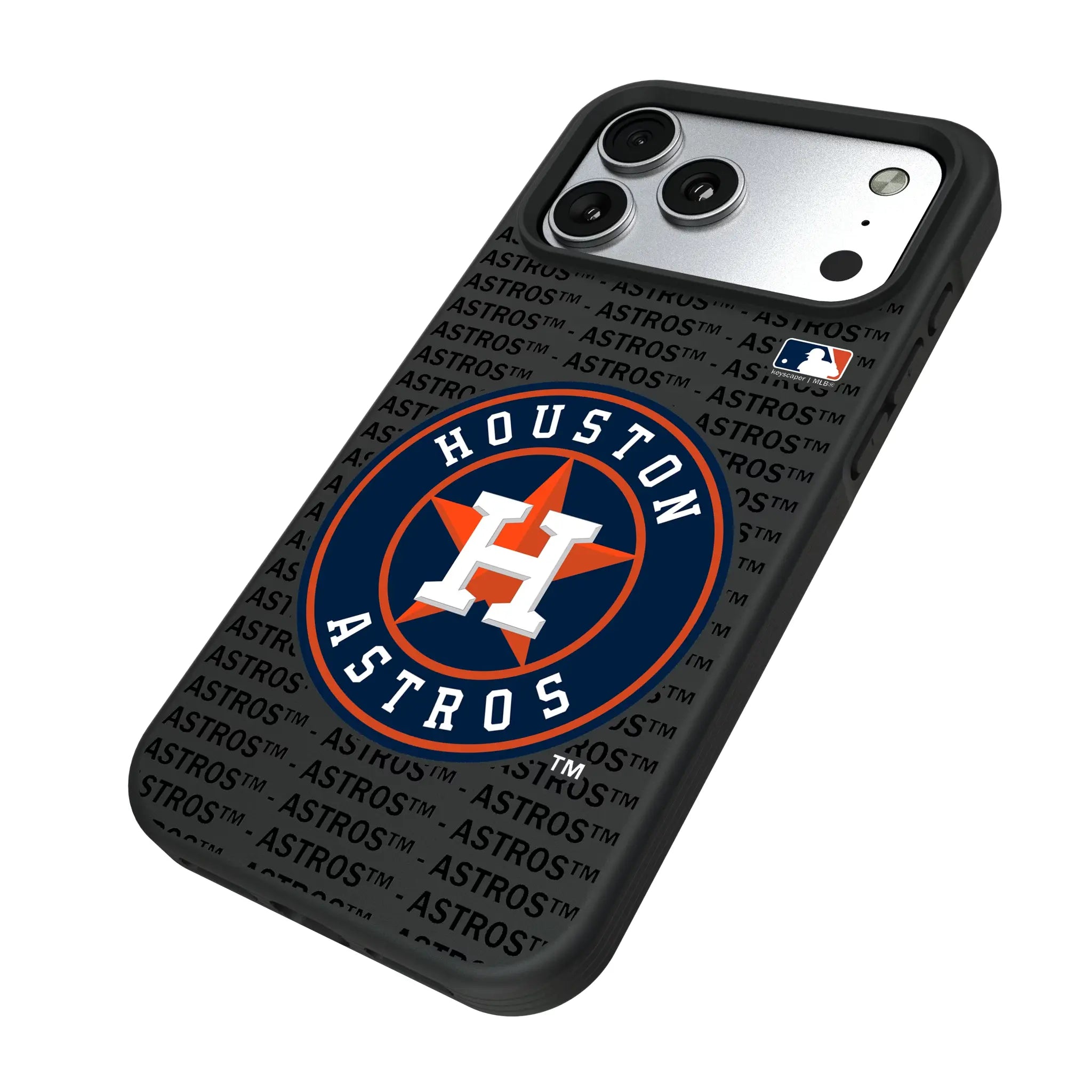 Houston Astros Text Backdrop iPhone Bump Phone Case for Apple iPhone - Isometric View#Device_iPhone 17 Pro Max