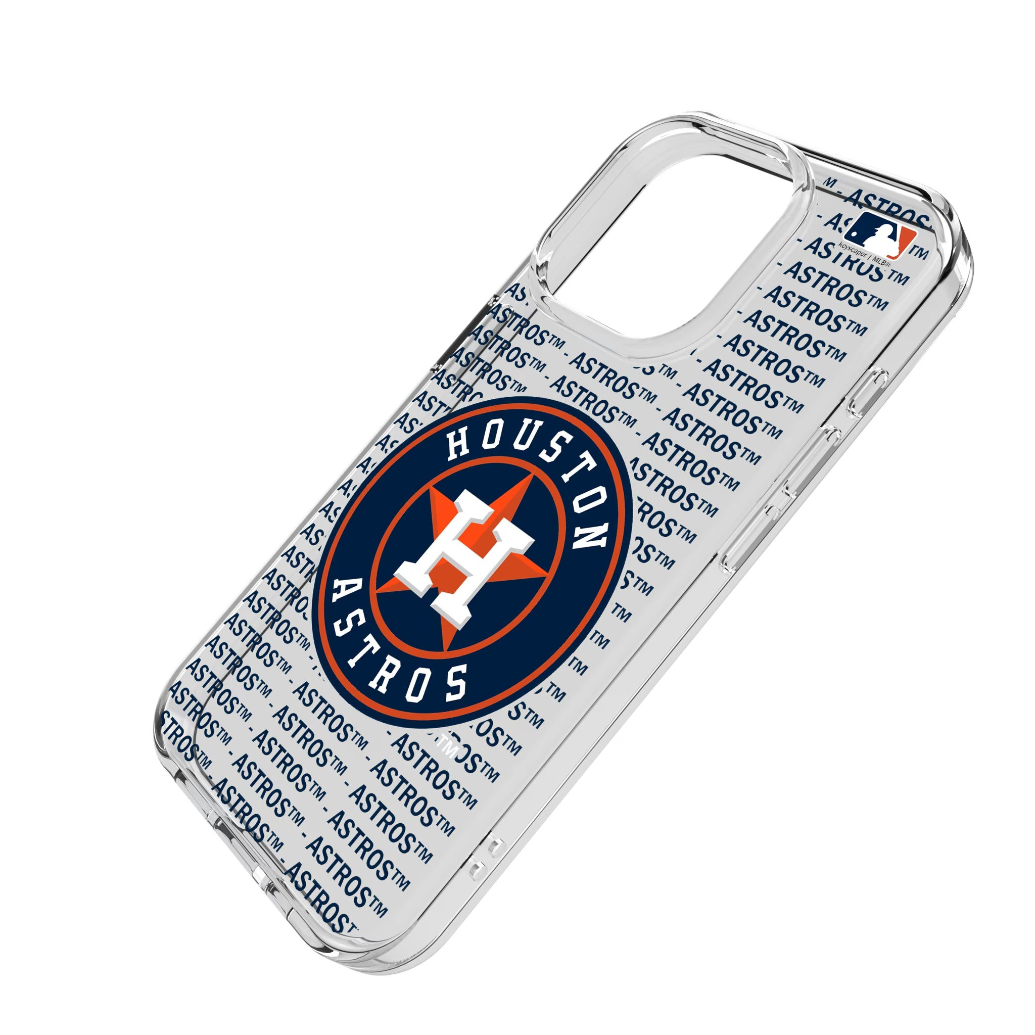 Houston Astros Text Backdrop iPhone Clear Phone Case for Apple iPhone - Isometric View