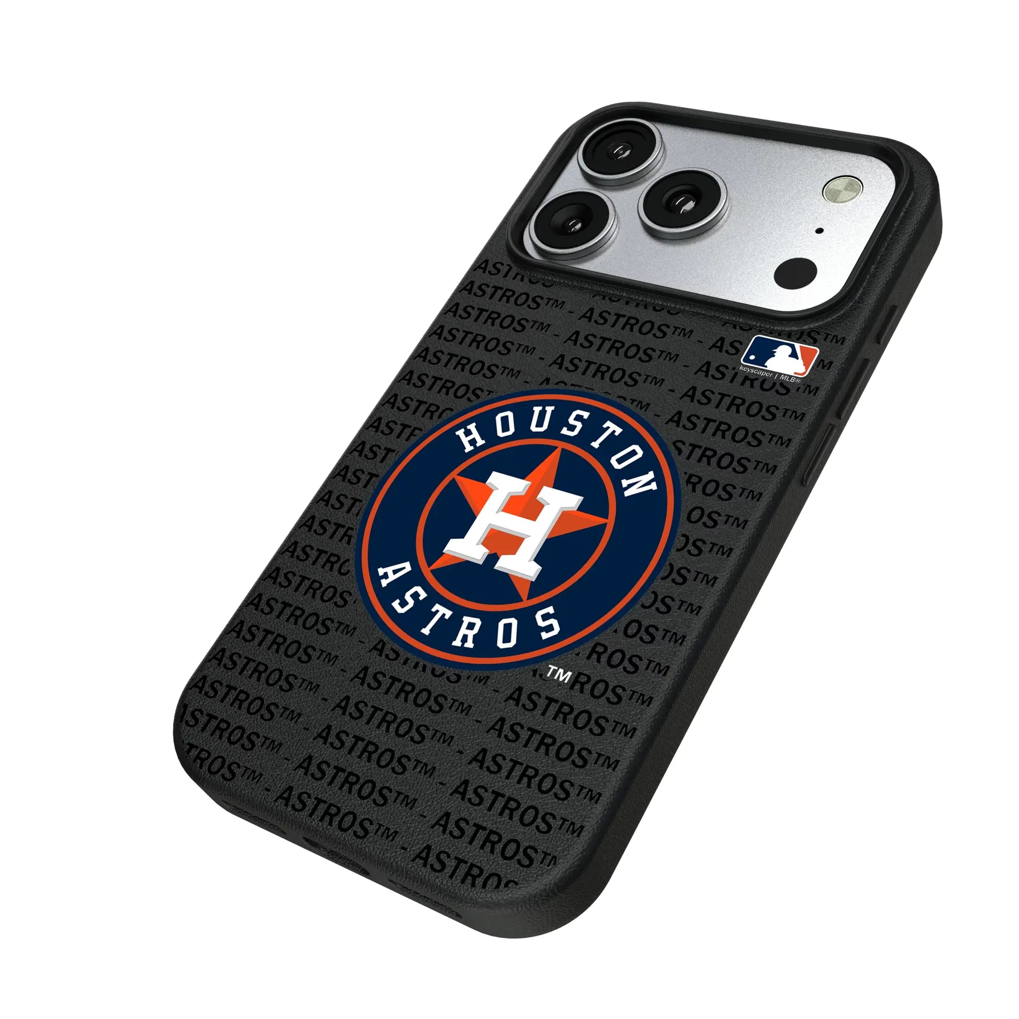 Houston Astros Text Backdrop iPhone MagSafe Compatible Phone Case for Apple iPhone - Isometric View#Device_iPhone 17 Pro