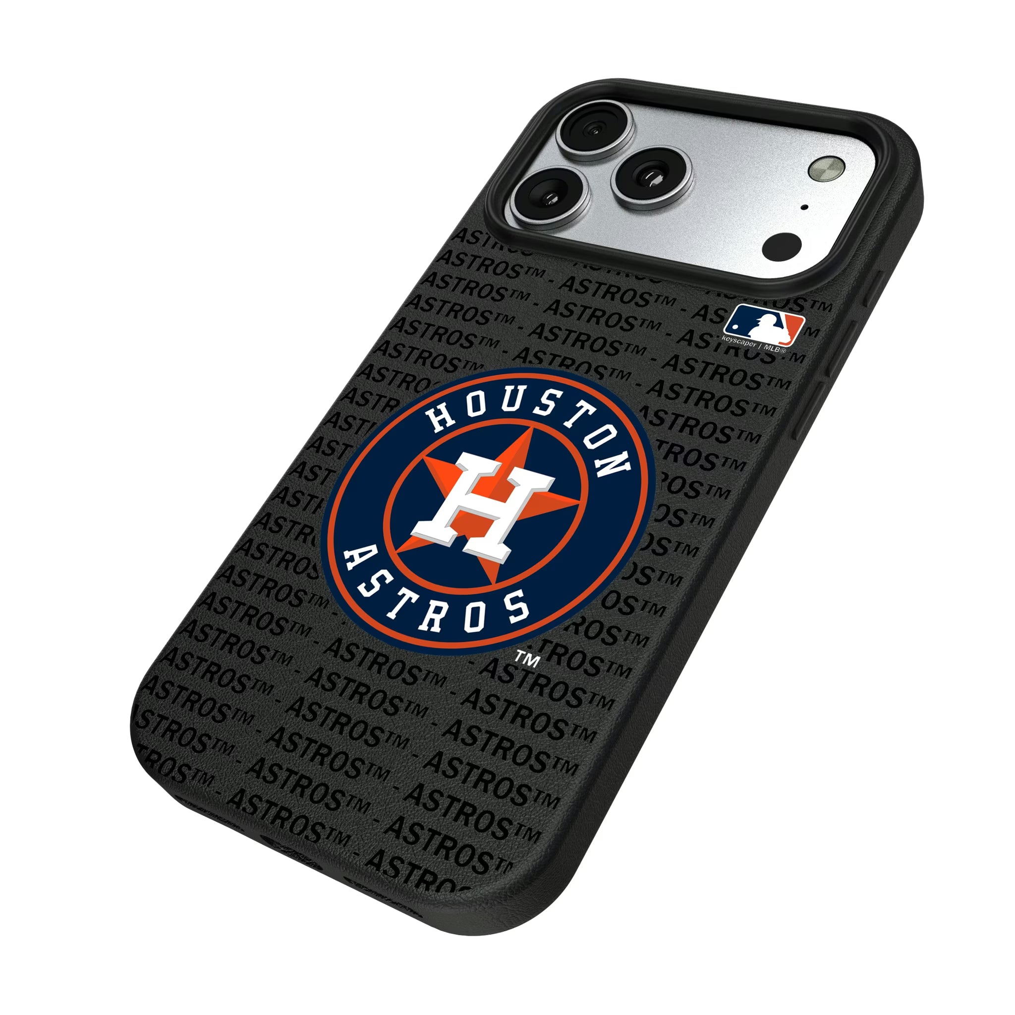 Houston Astros Text Backdrop iPhone MagSafe Compatible Phone Case for Apple iPhone - Isometric View#Device_iPhone 17 Pro Max