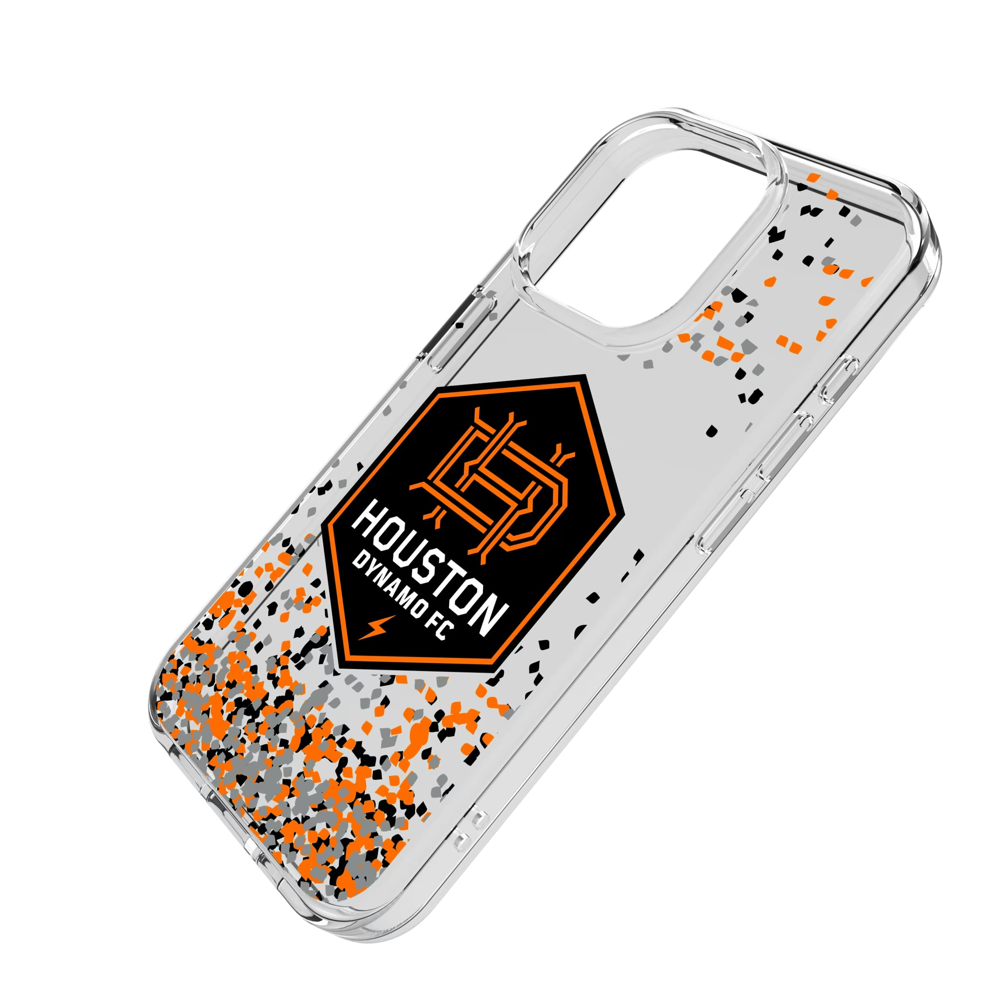 Houston Dynamo Confetti iPhone Clear Phone Case for Apple iPhone - Isometric View