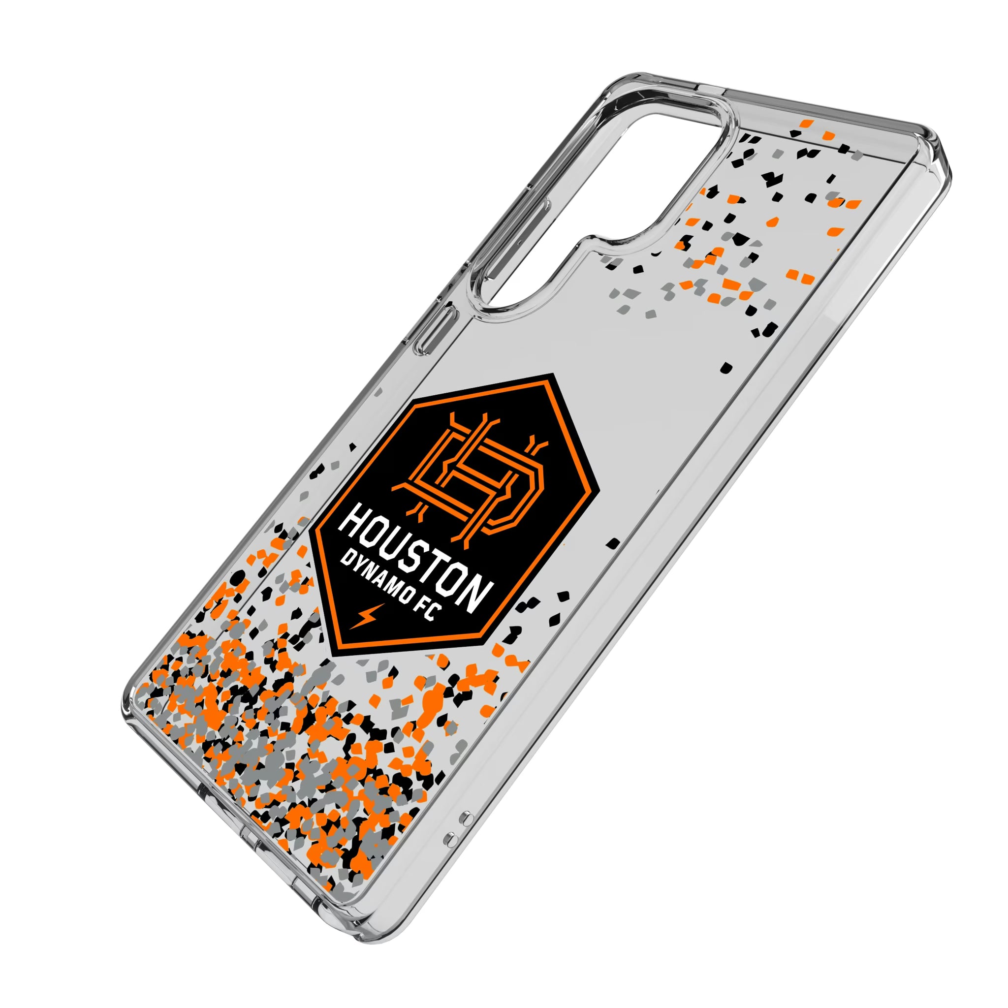 Houston Dynamo Confetti Galaxy Clear Phone Case for Samsung Galaxy - Isometric View