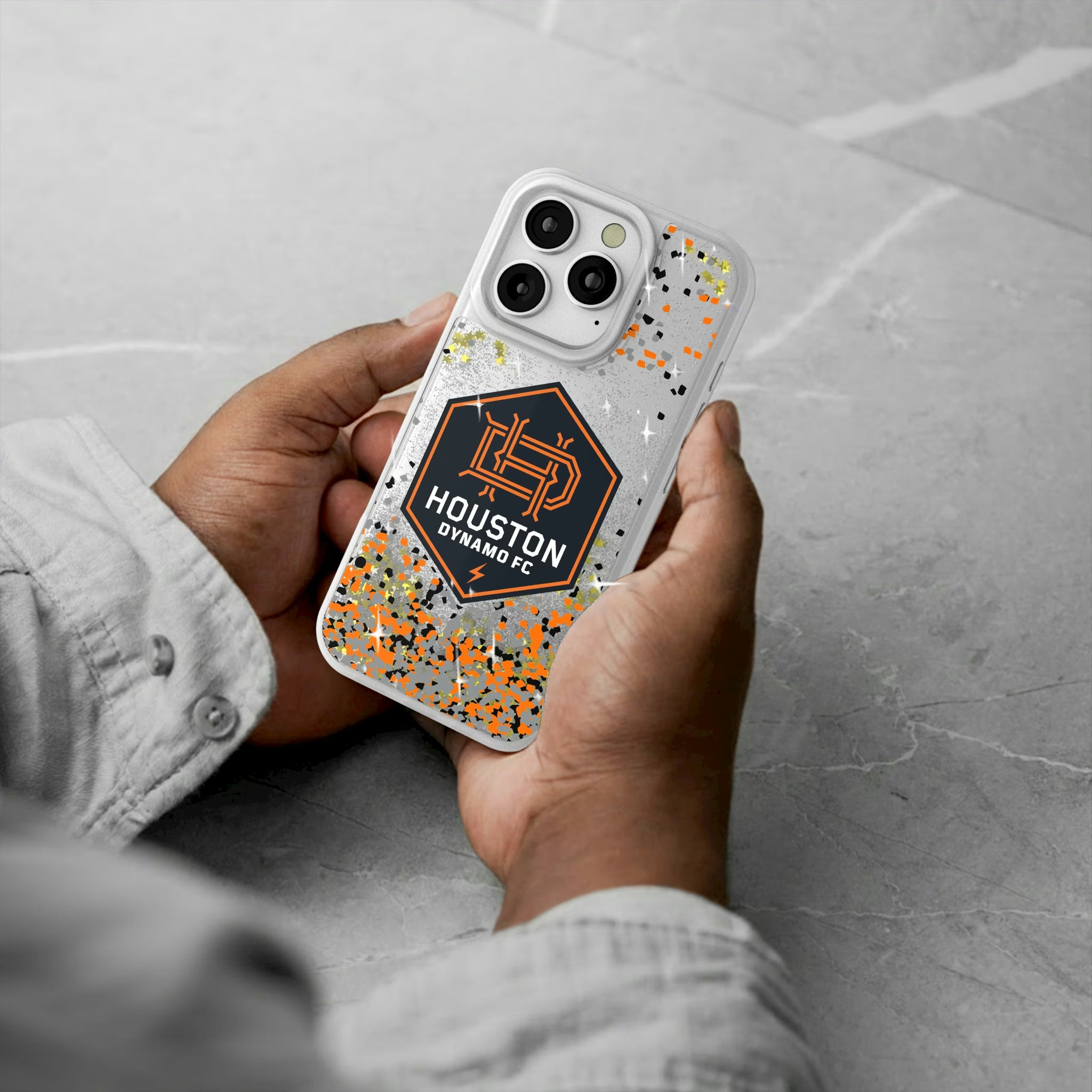 Houston Dynamo Confetti iPhone Glitter Phone Case for Apple iPhone - Lifestyle#Device_iPhone 16 Pro