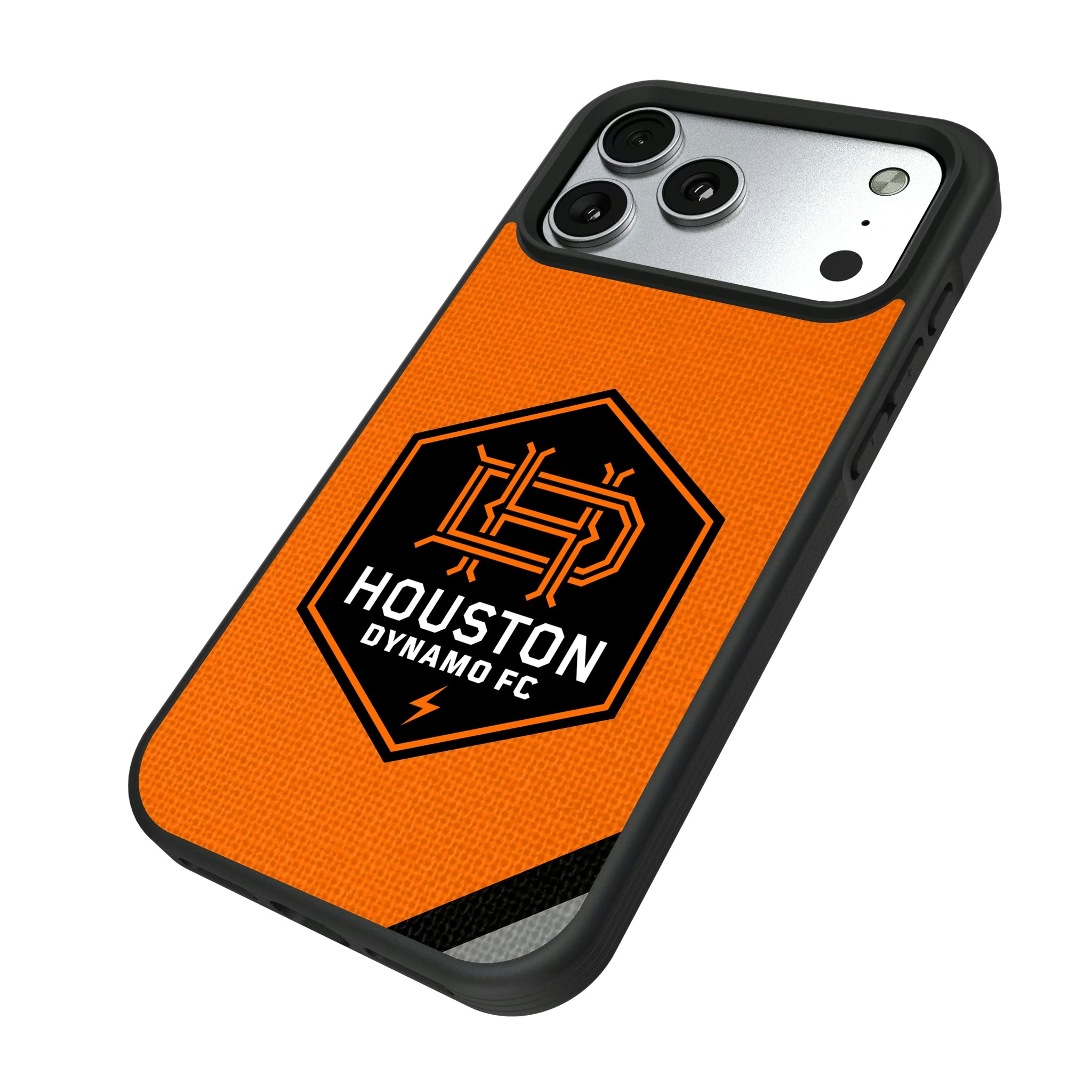 Houston Dynamo Diagonal Stripe iPhone Bump Phone Case for Apple iPhone - Isometric View#Device_iPhone 17 Pro Max