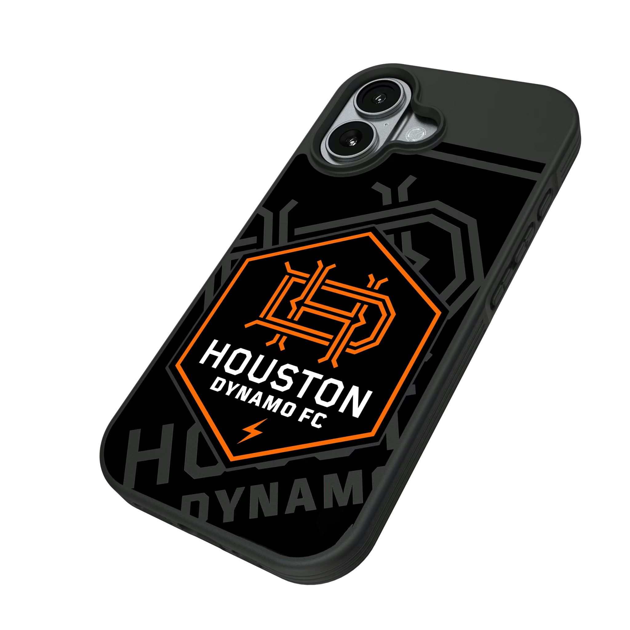 Houston Dynamo Monocolor Tilt iPhone Bump Phone Case for Apple iPhone - Isometric View#Device_iPhone 17