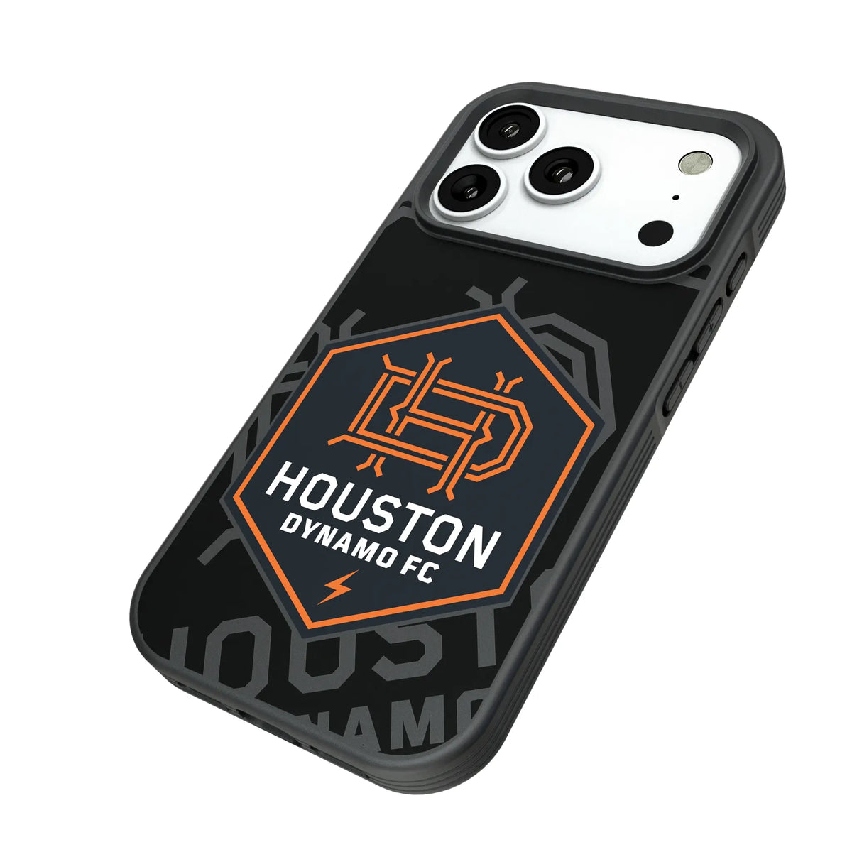 Houston Dynamo Monocolor Tilt iPhone Bump Phone Case for Apple iPhone - Isometric View#Device_iPhone 18 Pro