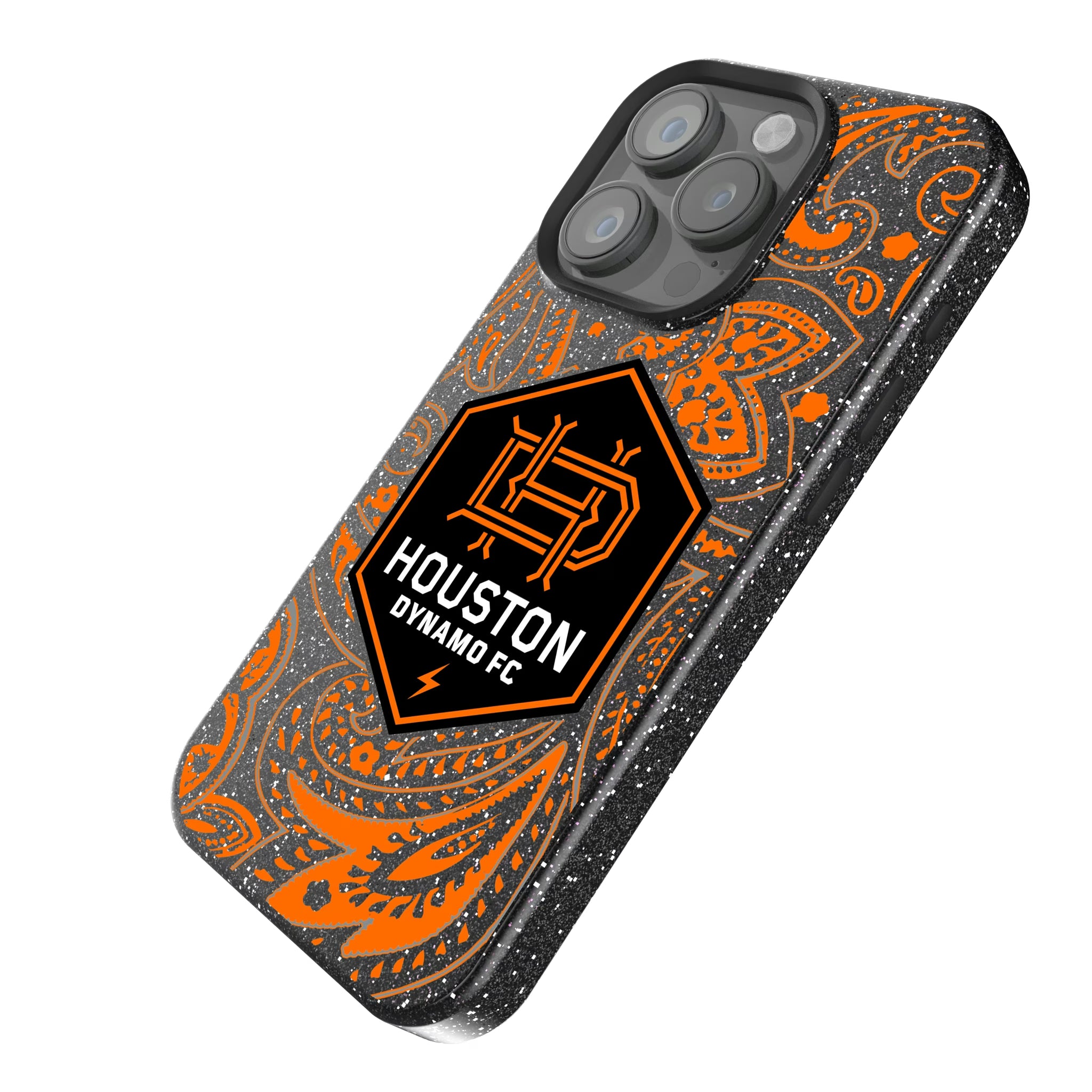 Houston Dynamo Paisley iPhone Bling Phone Case for Apple iPhone - Isometric View