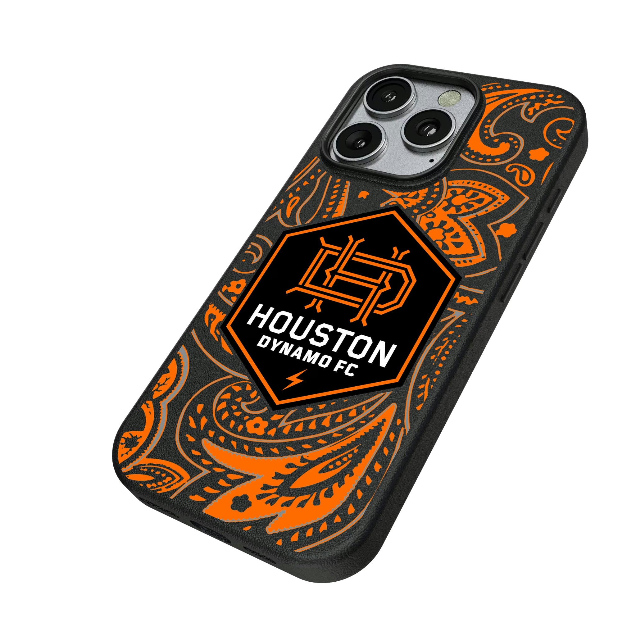 Houston Dynamo Paisley iPhone MagSafe Compatible Phone Case for Apple iPhone - Isometric View