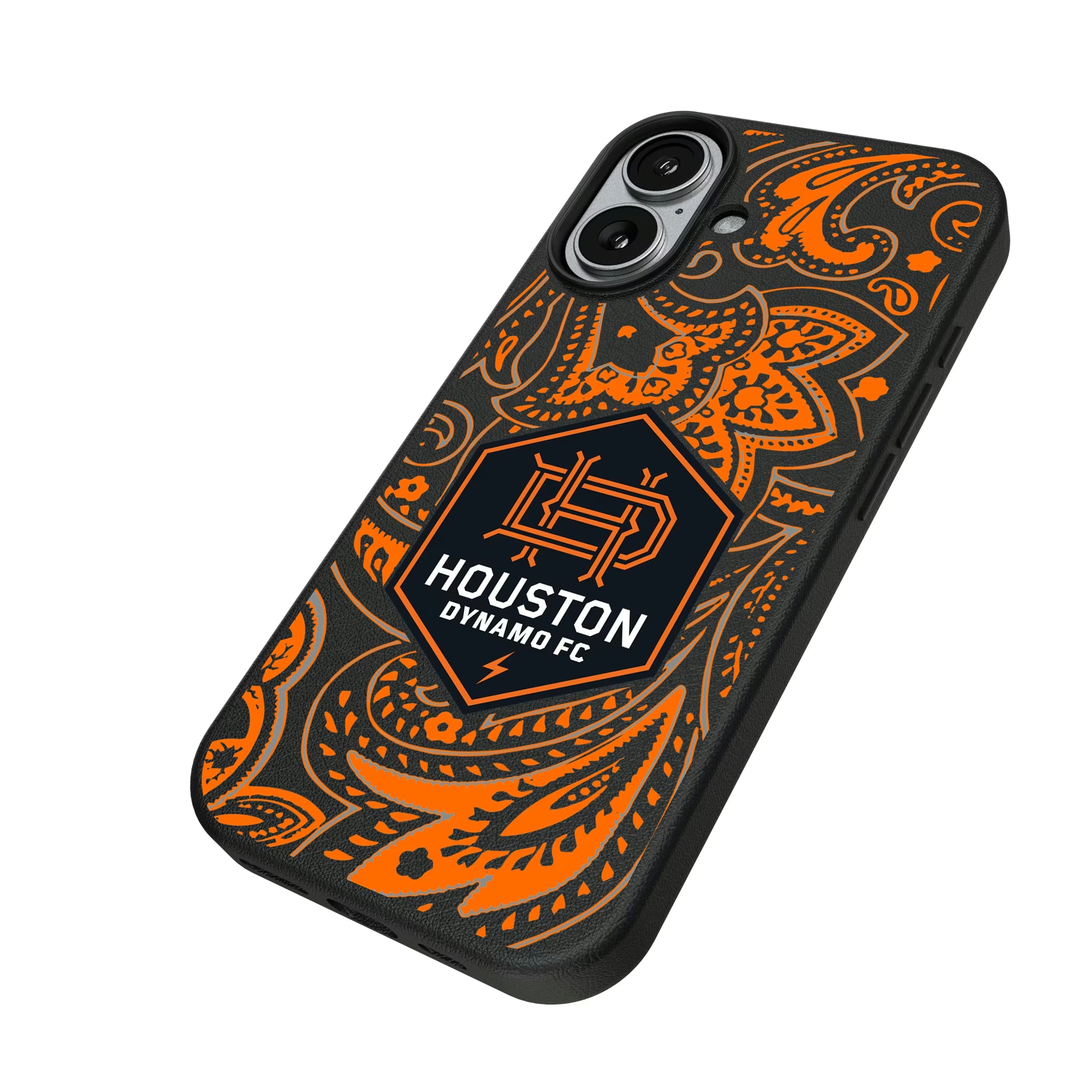 Houston Dynamo Paisley iPhone MagSafe Compatible Phone Case for Apple iPhone - Isometric View#Device_iPhone 17